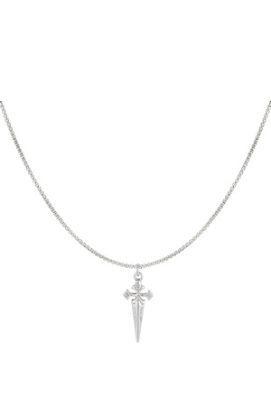 Simple men's necklace with sword charm - silver  h5 