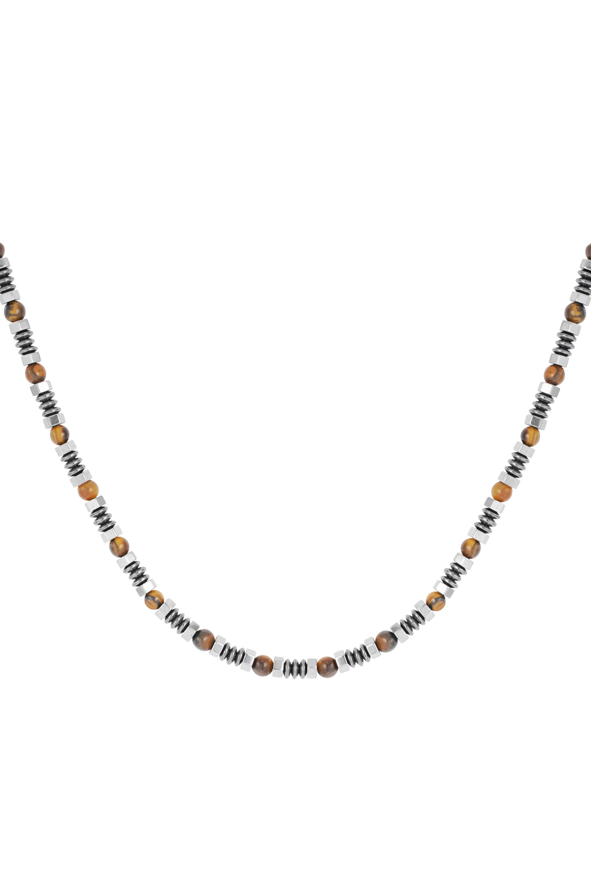 Men's necklace with charms and beads - brown 