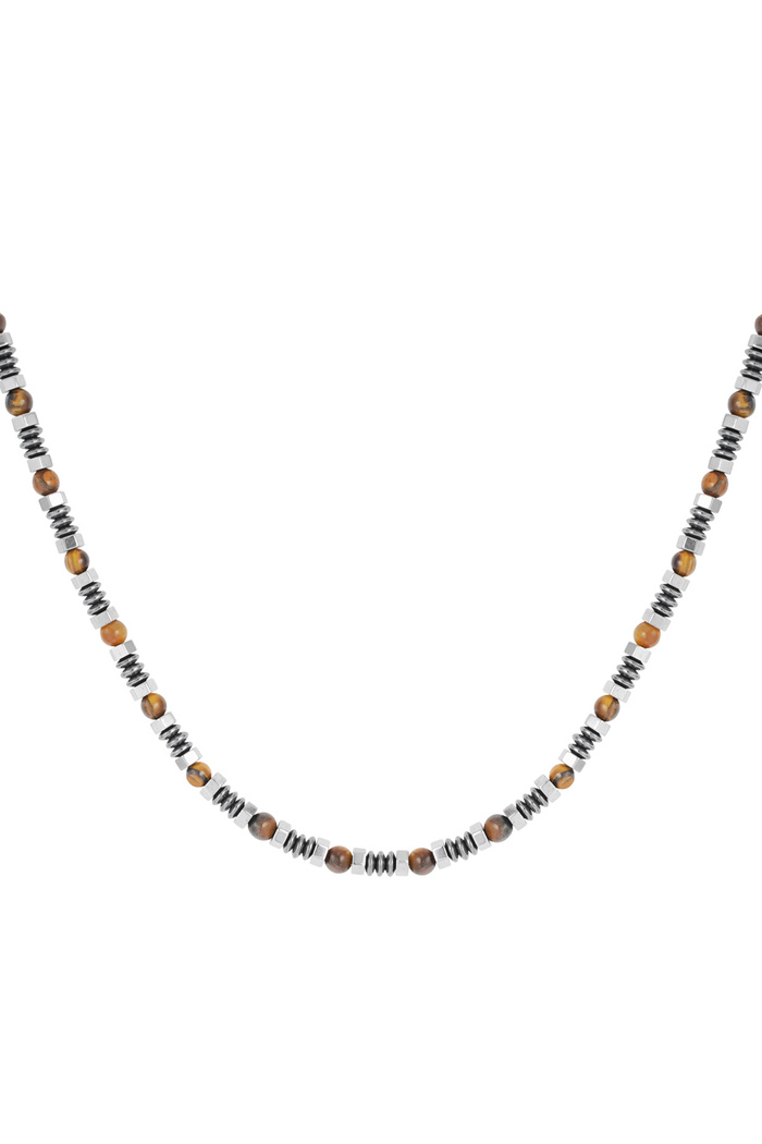 Men's necklace with charms and beads - brown  