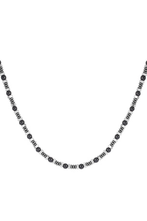 Men's necklace with charms and beads - black/silver  h5 