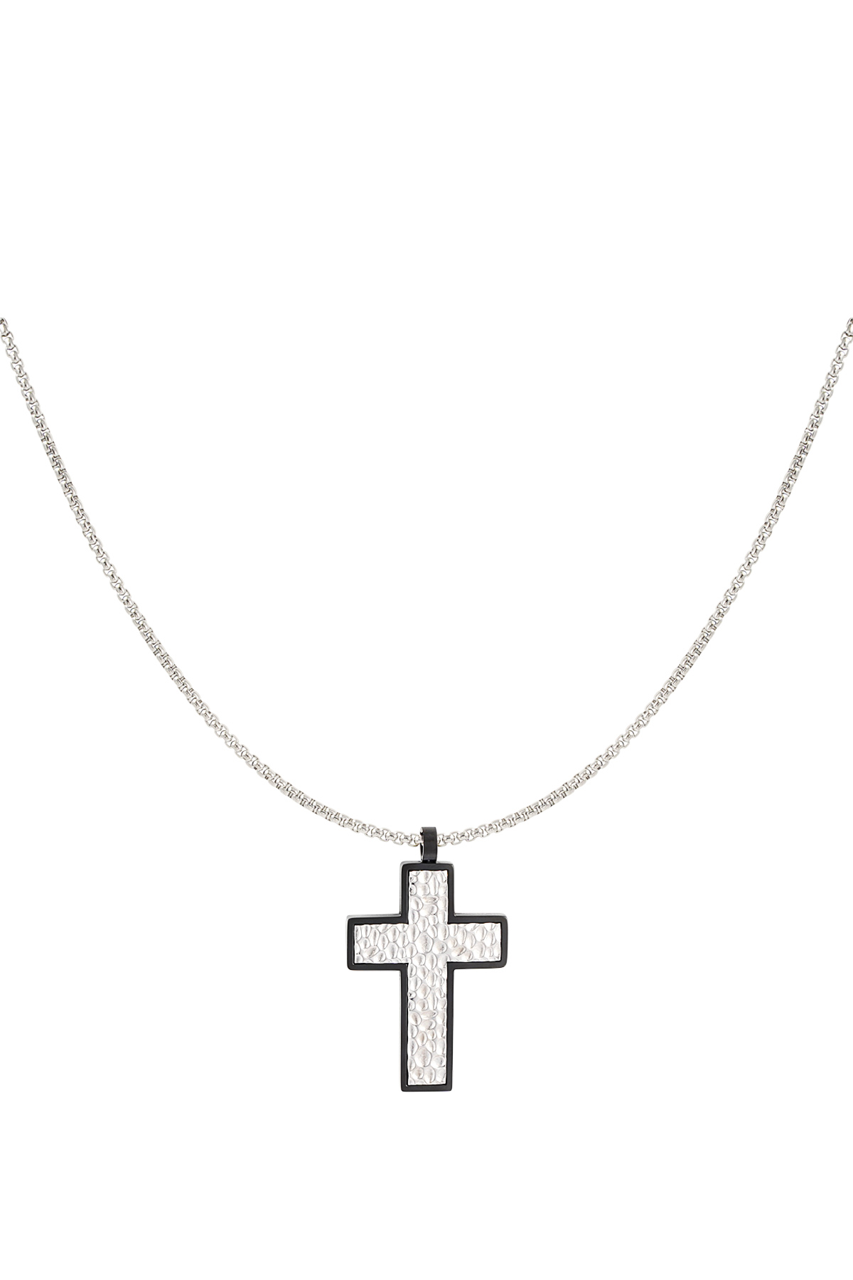 Necklace with structured charm cross - Silver Color color 2