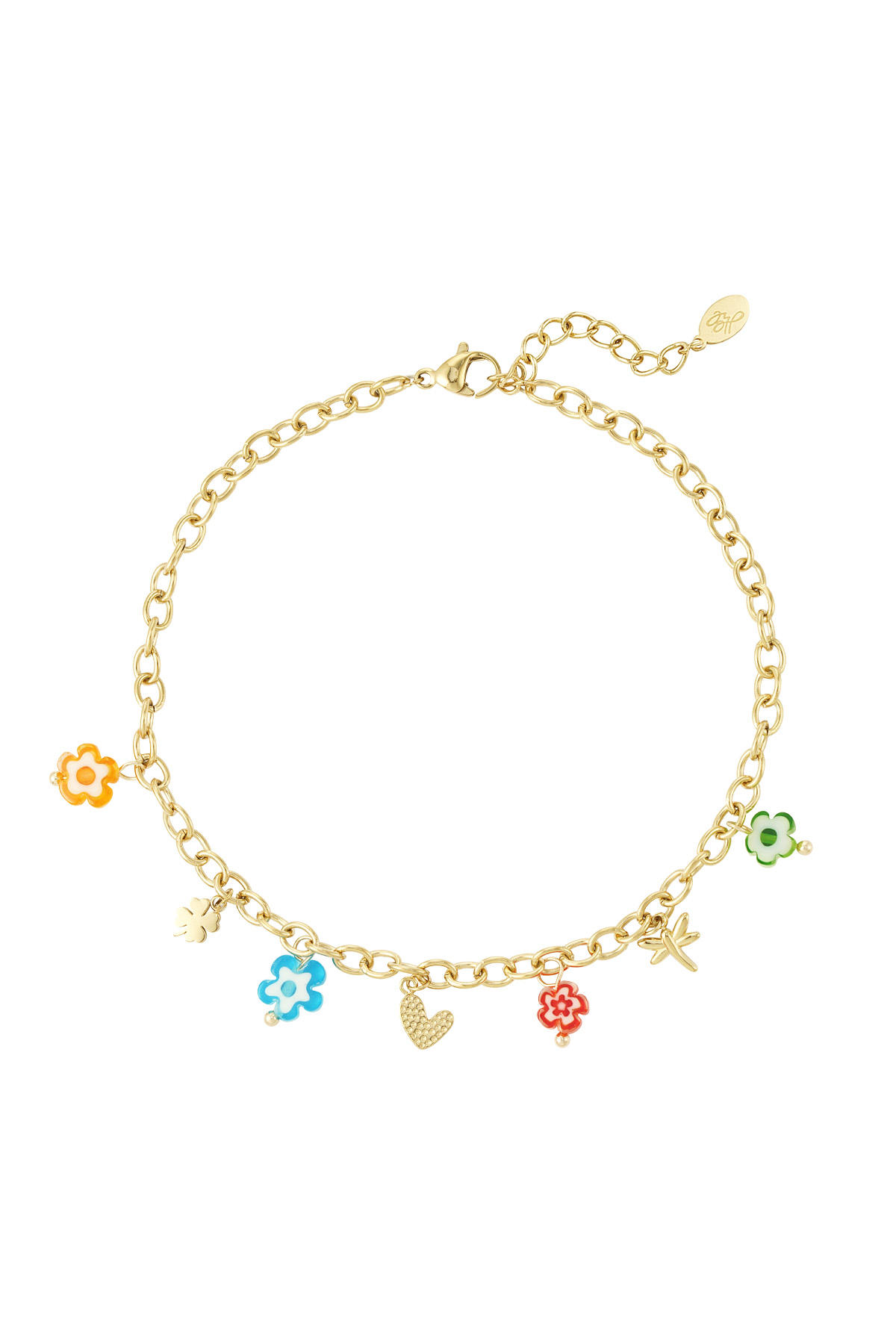 Bracelet de cheville fleurs festives - doré h5 
