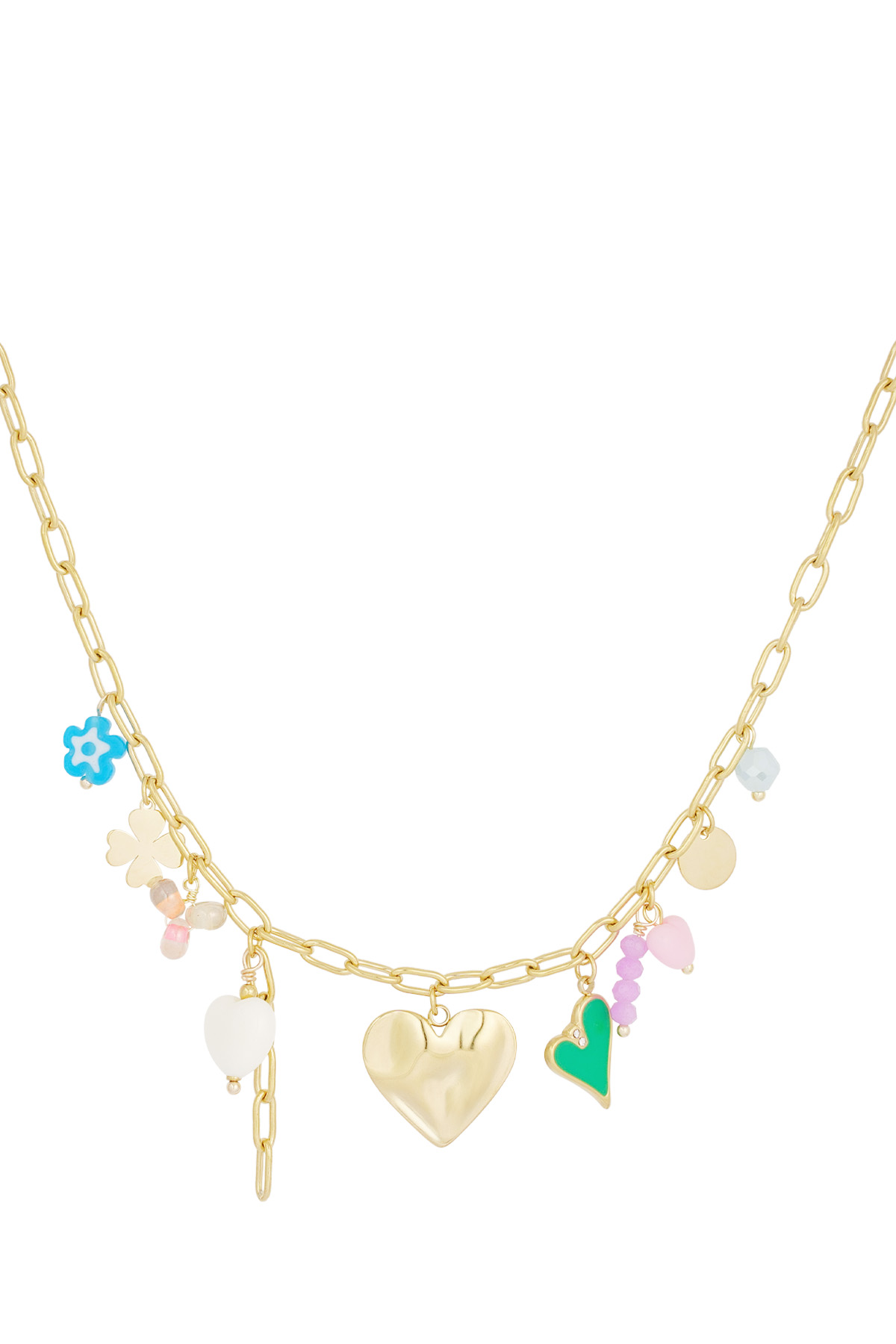 charm necklace with colored charms - gold