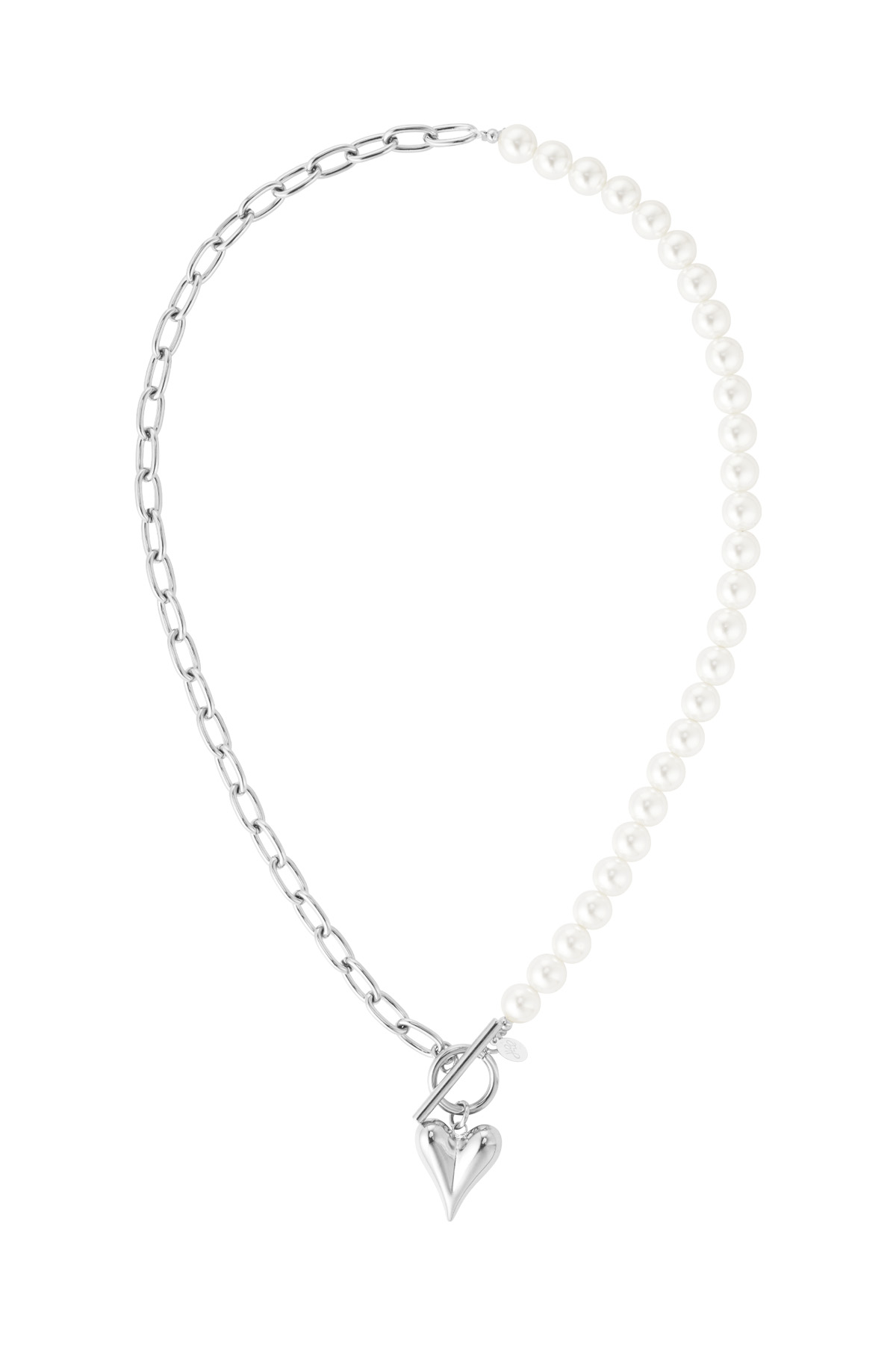 Pearl necklace with hearts - Silver h5 Picture5