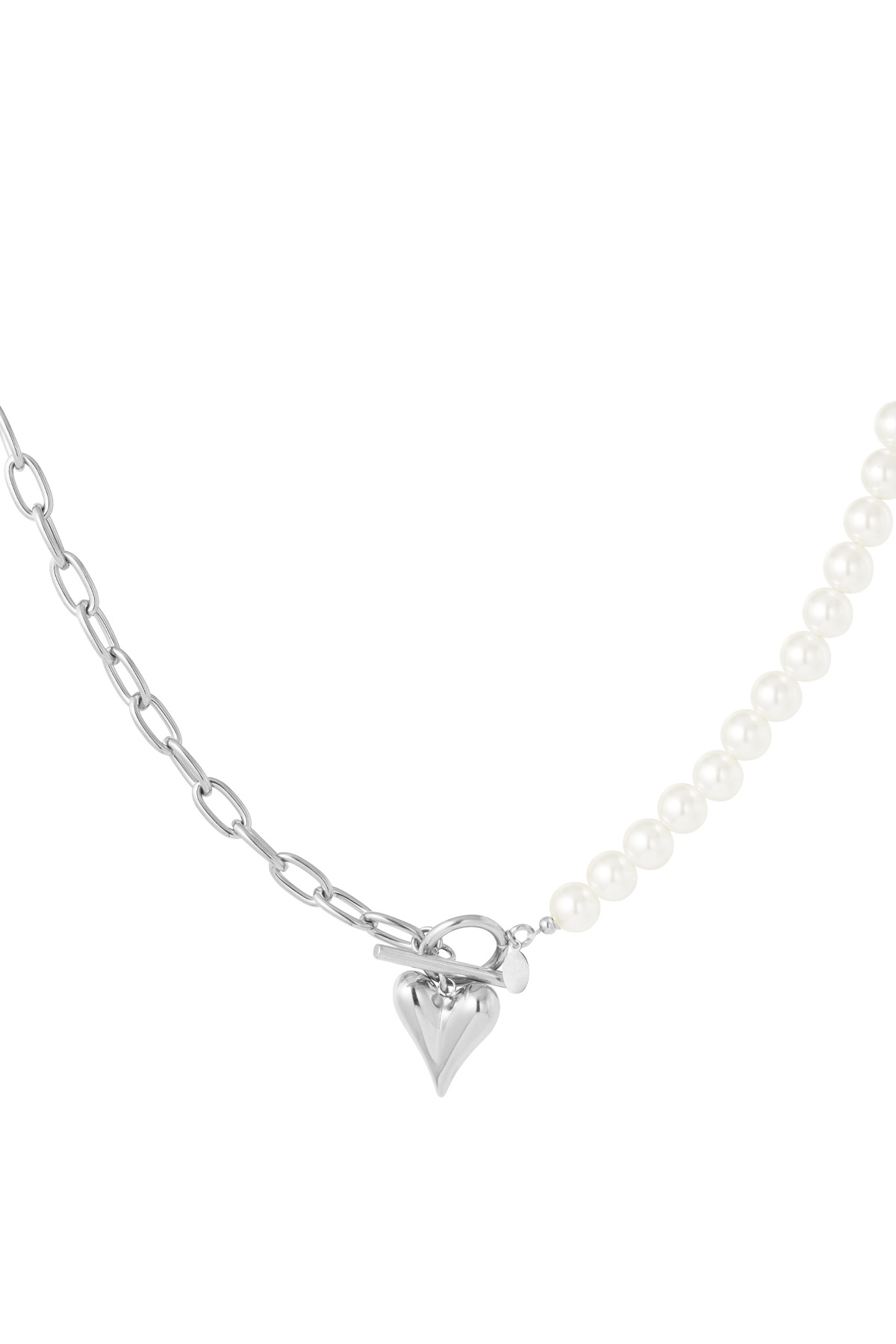 Pearl necklace with hearts - Silver h5 