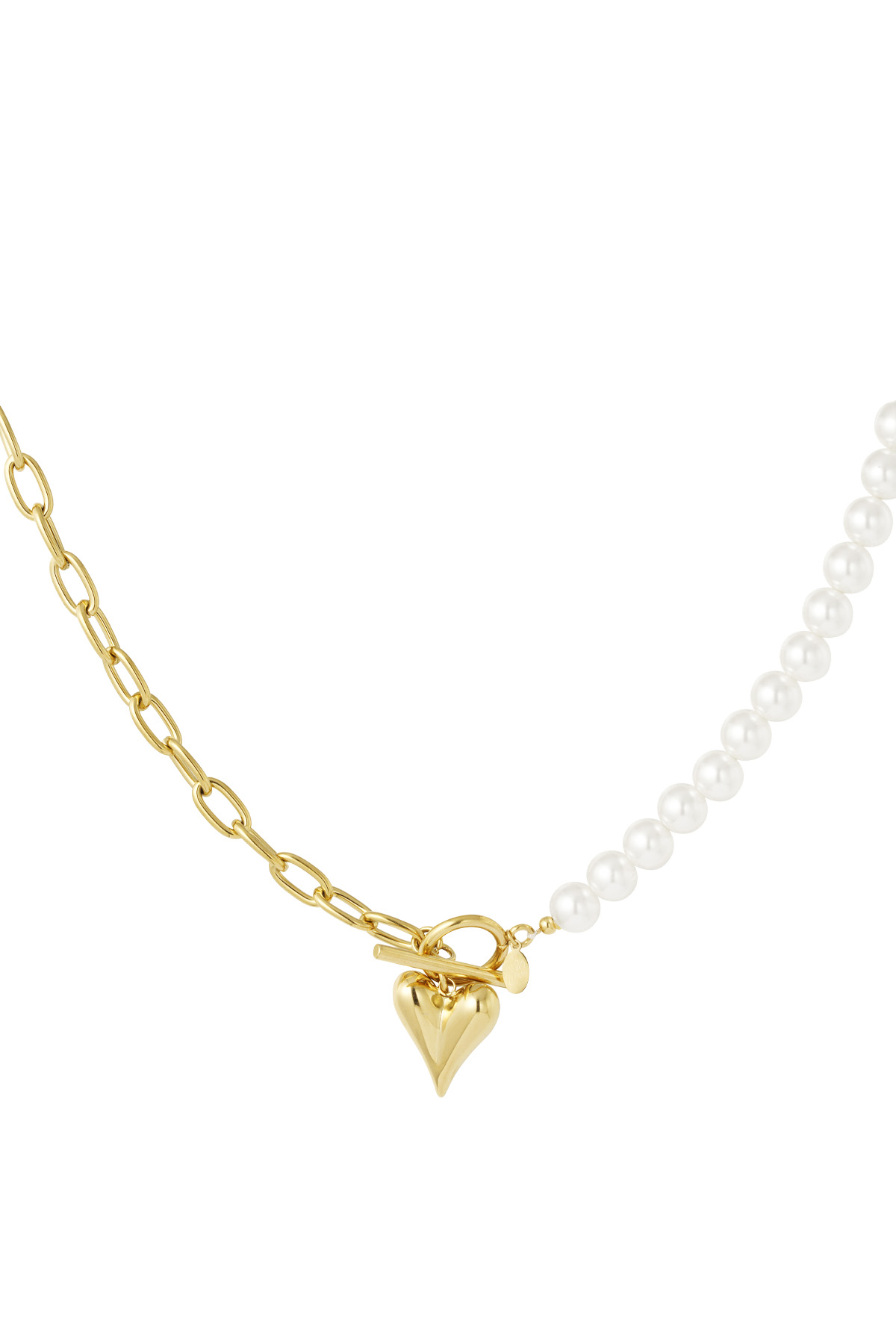 Pearl necklace with hearts - Gold color