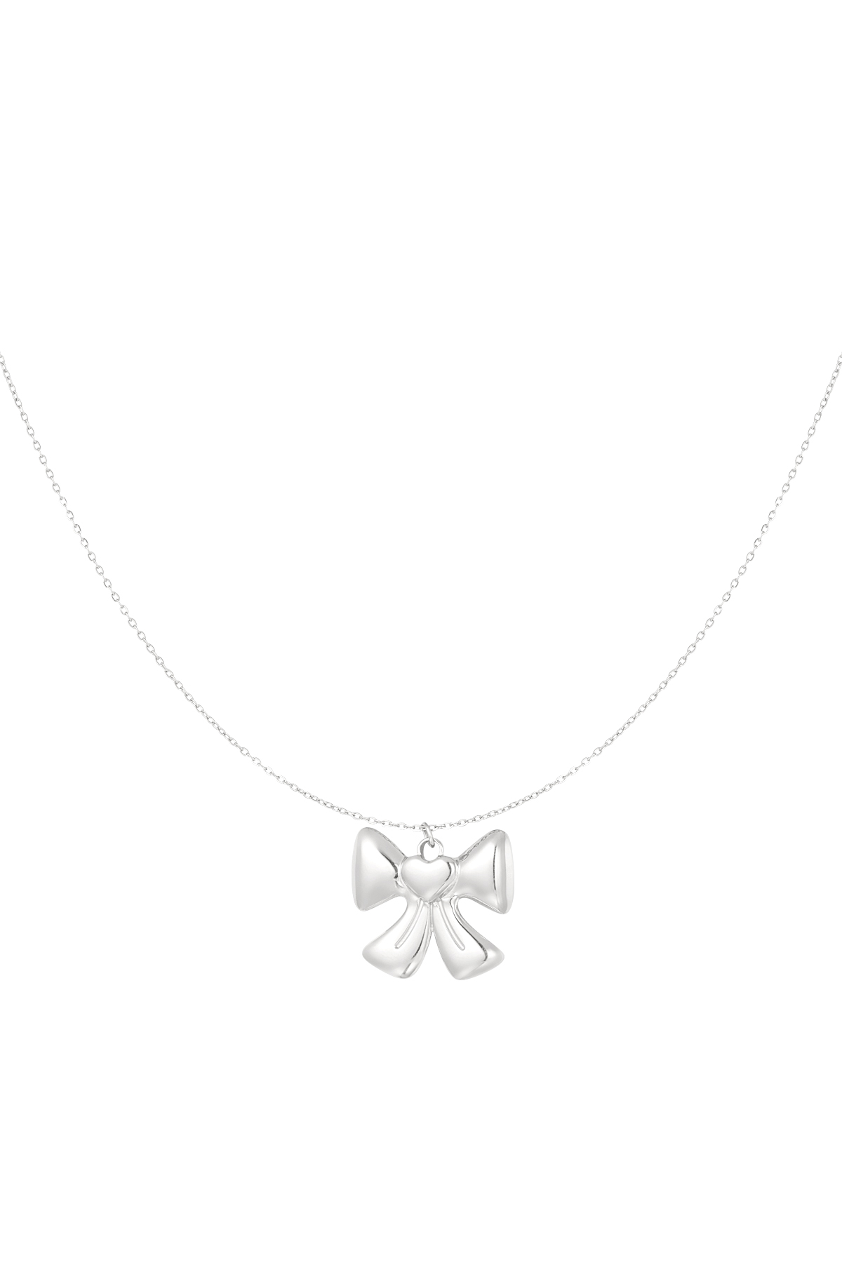 Collar simple con lazo de amor - plata  h5 