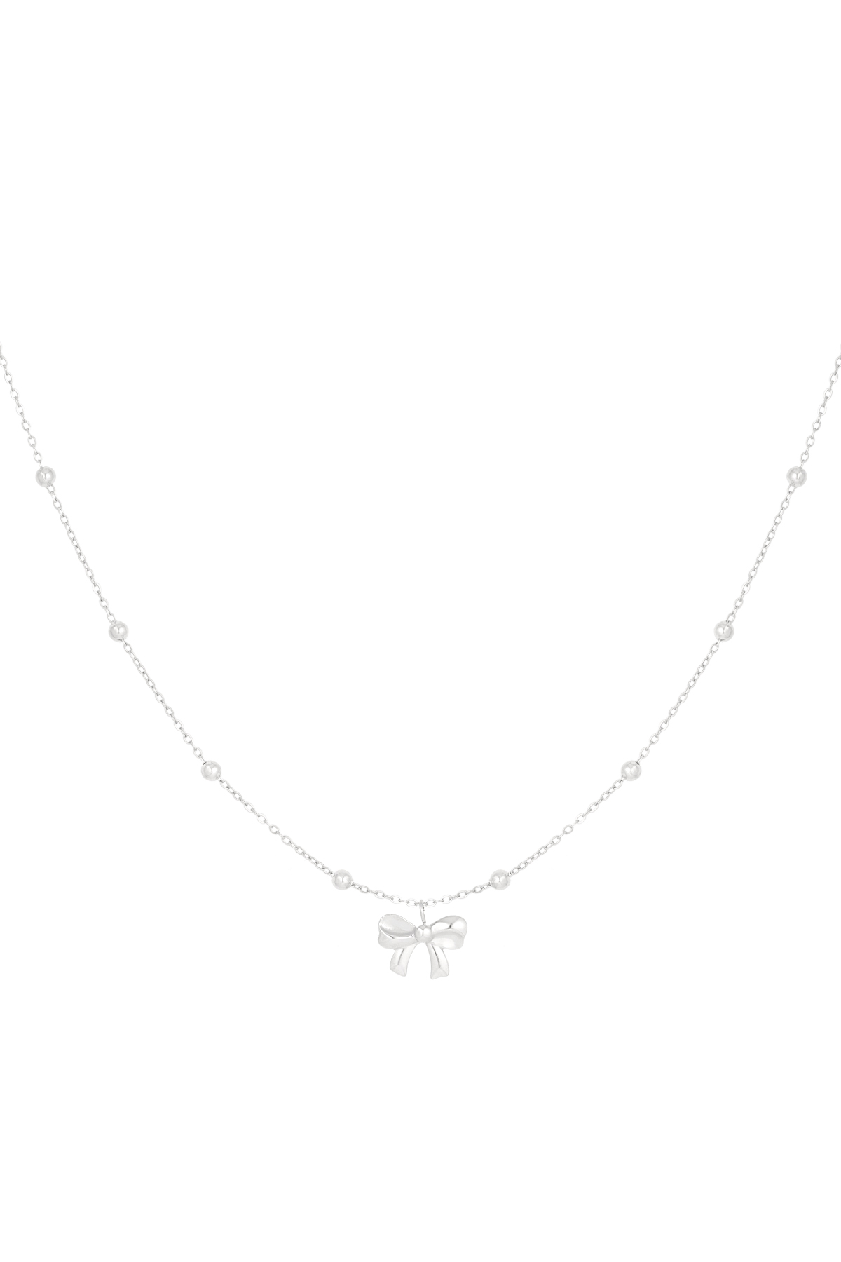 Necklace with balls and bow - silver h5 