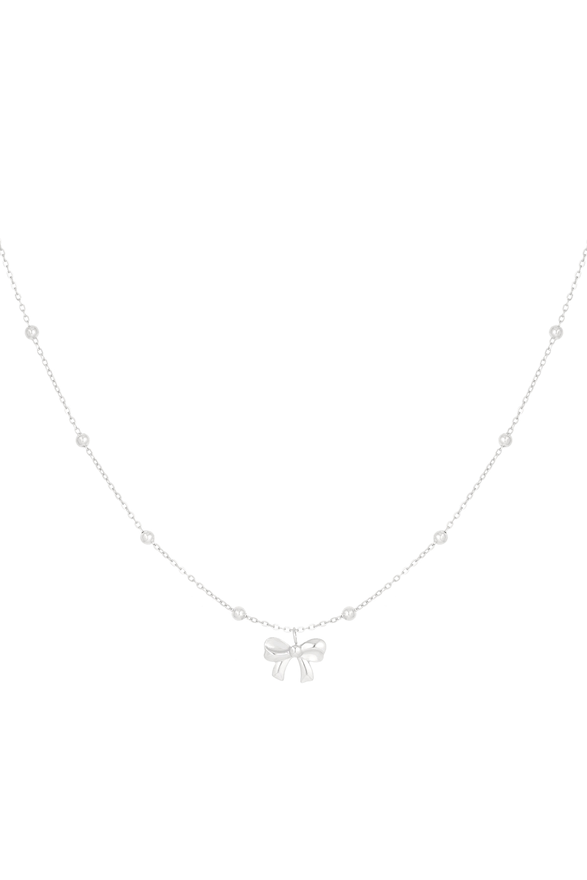 Necklace with balls and bow - silver 