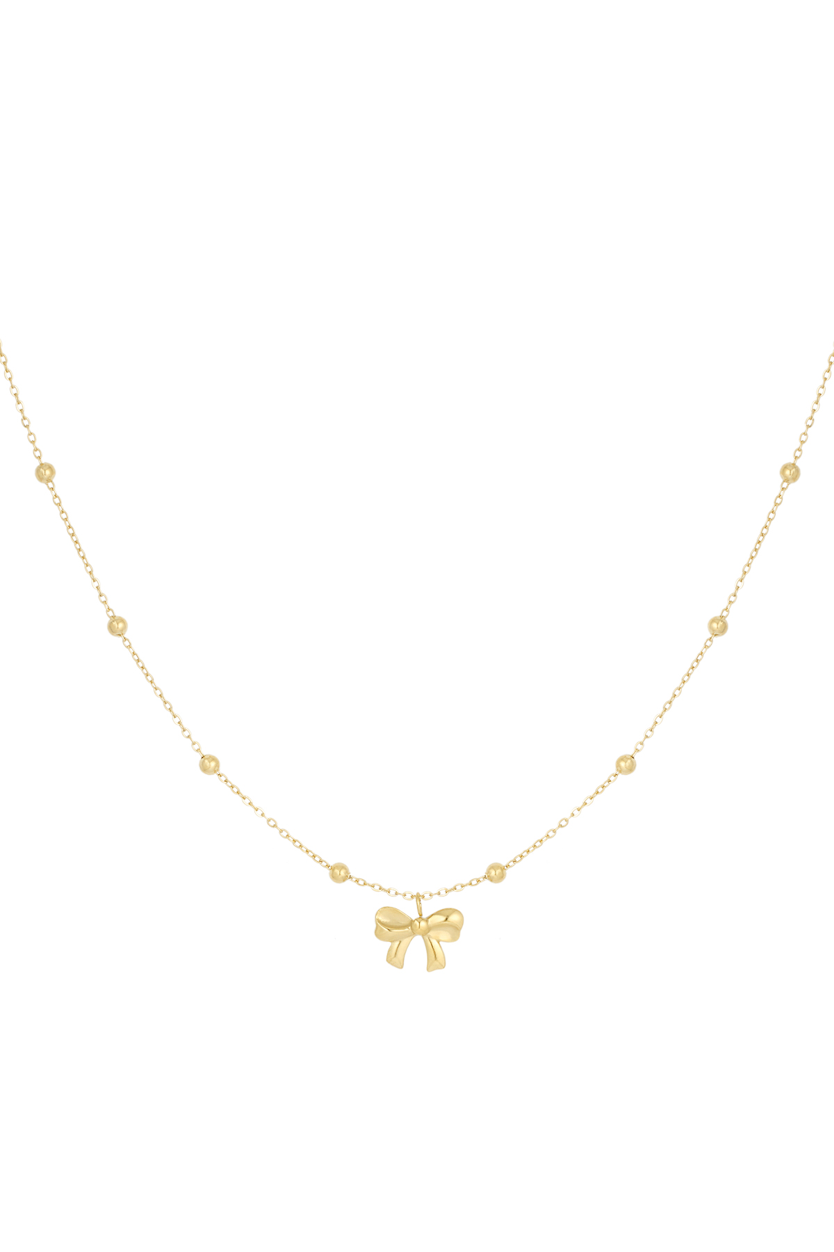 Necklace with balls and bow - gold