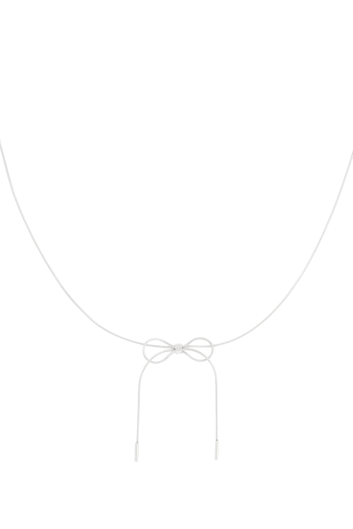 Thin chain with bow ties charm - silver