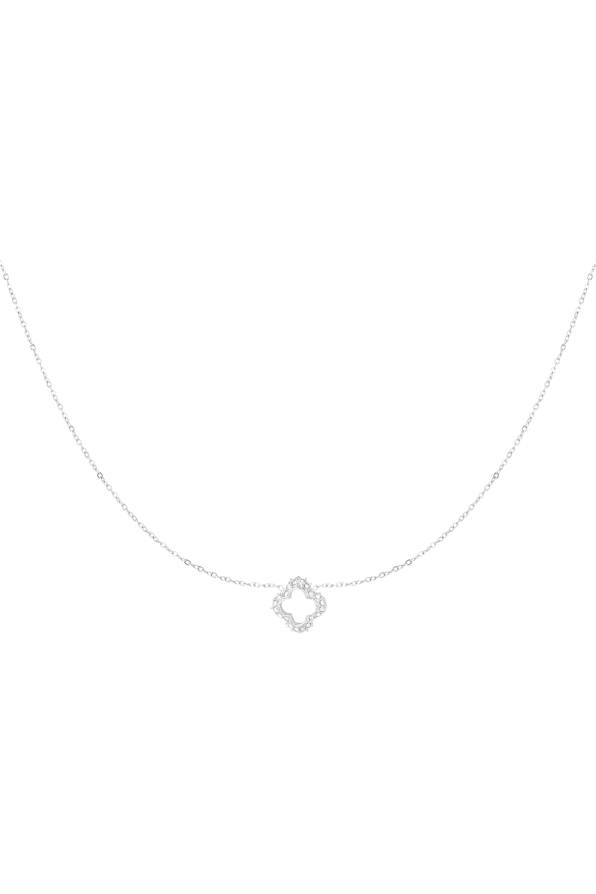 Diamond clover necklace - silver 