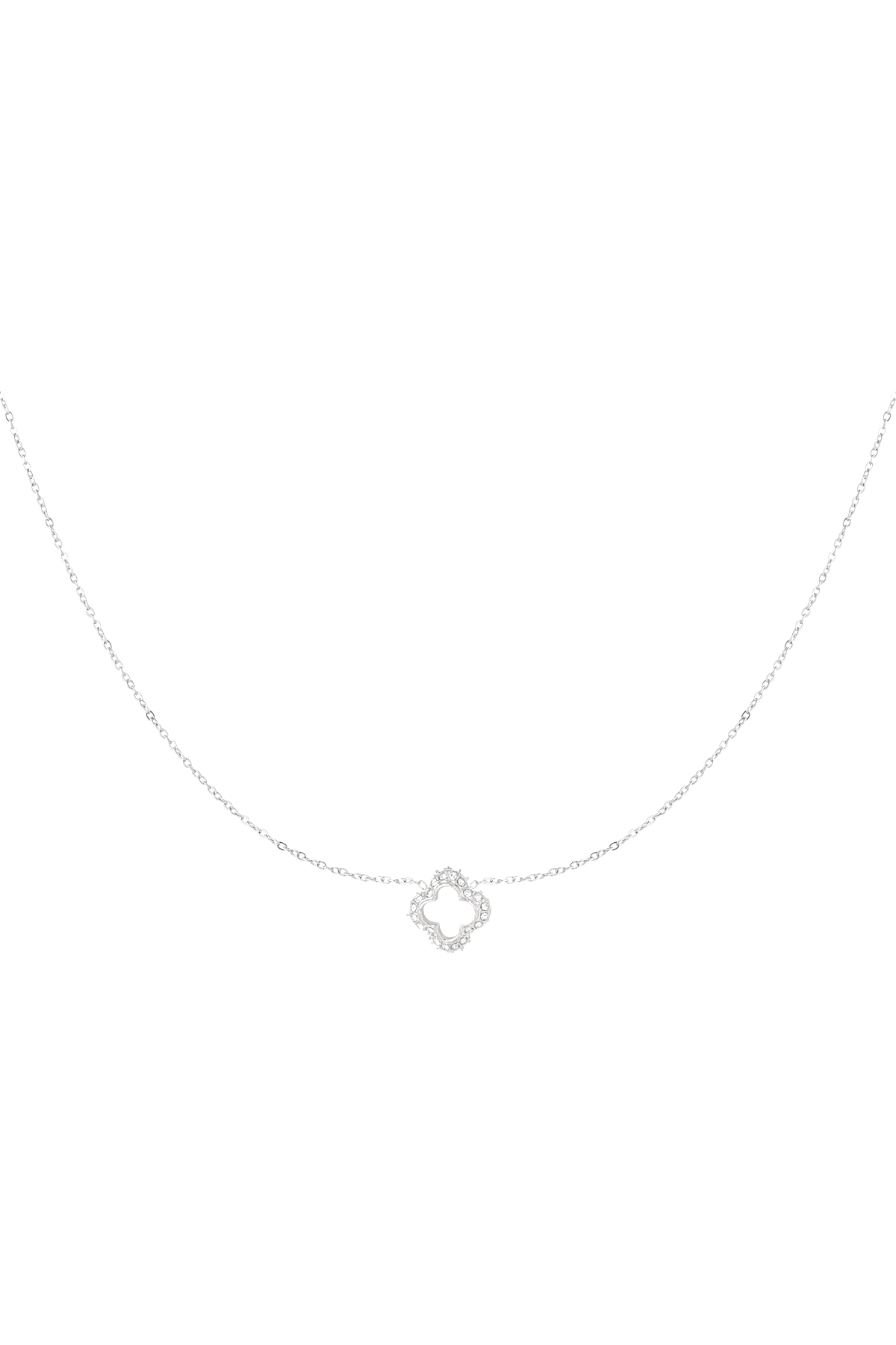 Diamond clover necklace - silver  h5 