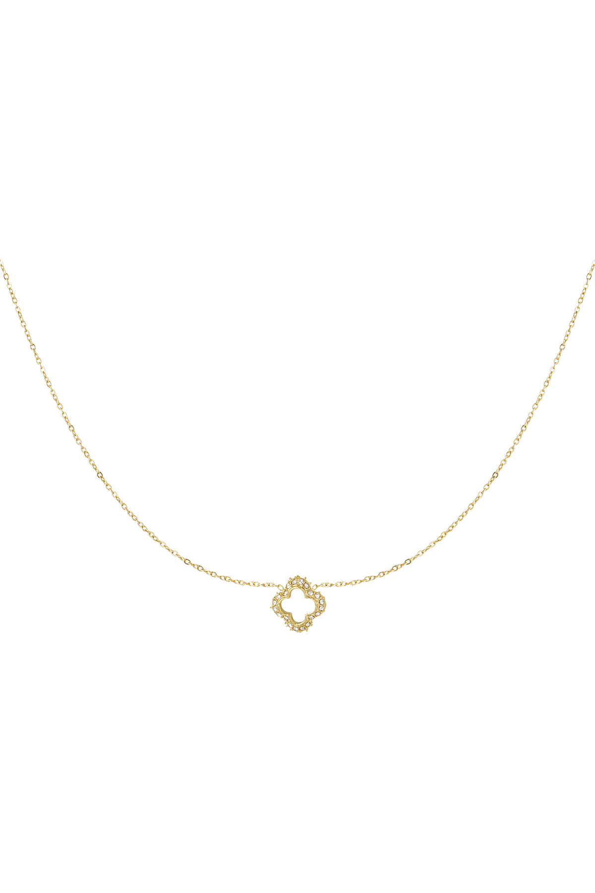 Halskette mit Kleeblatt und Diamanten - Gold 