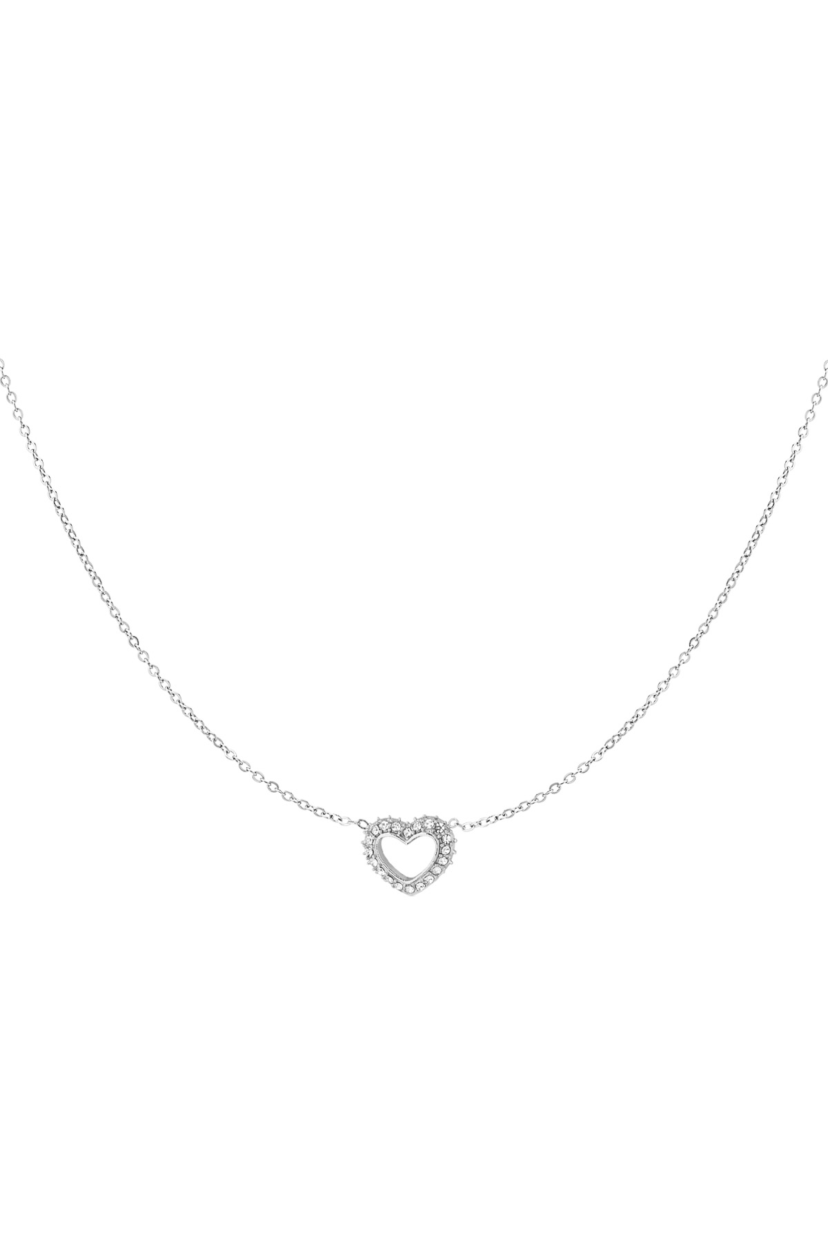 Diamond heart necklace - silver 