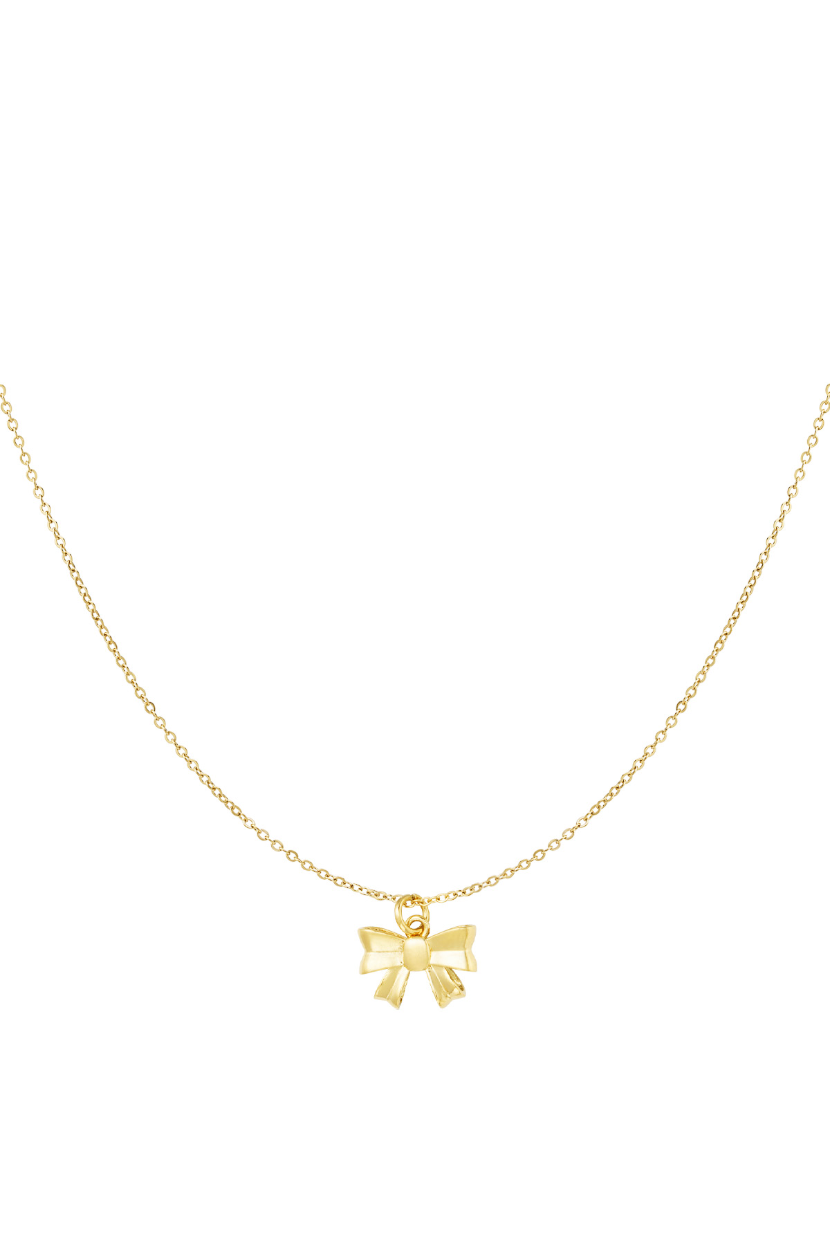 Schlichte Halskette mit Schleifenanhänger - Gold h5 