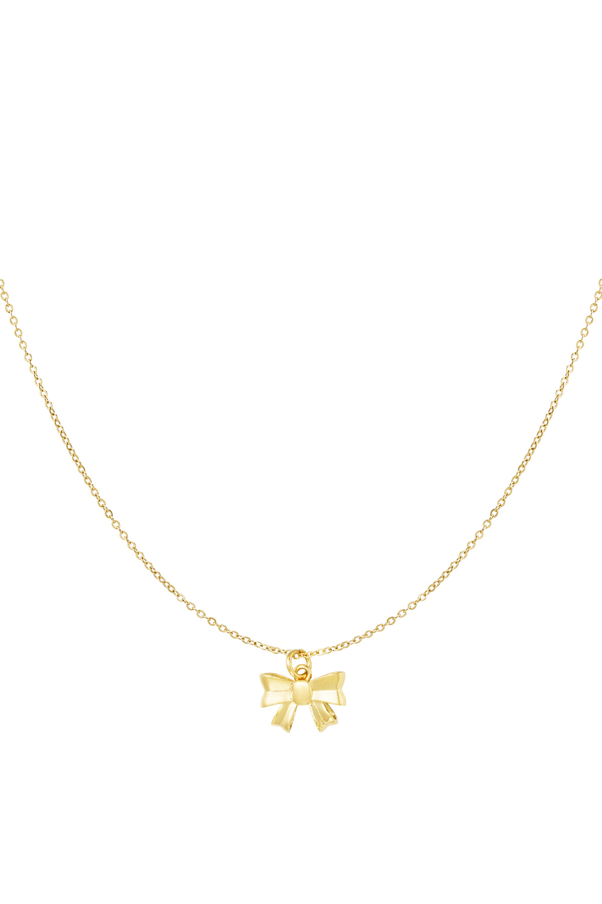 Simple necklace with bow pendant - Gold color