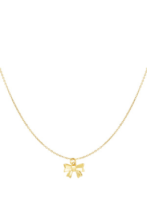 Simple necklace with bow pendant - Gold h5 