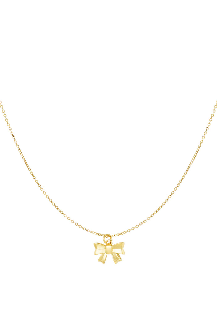 Simple necklace with bow pendant - Gold 