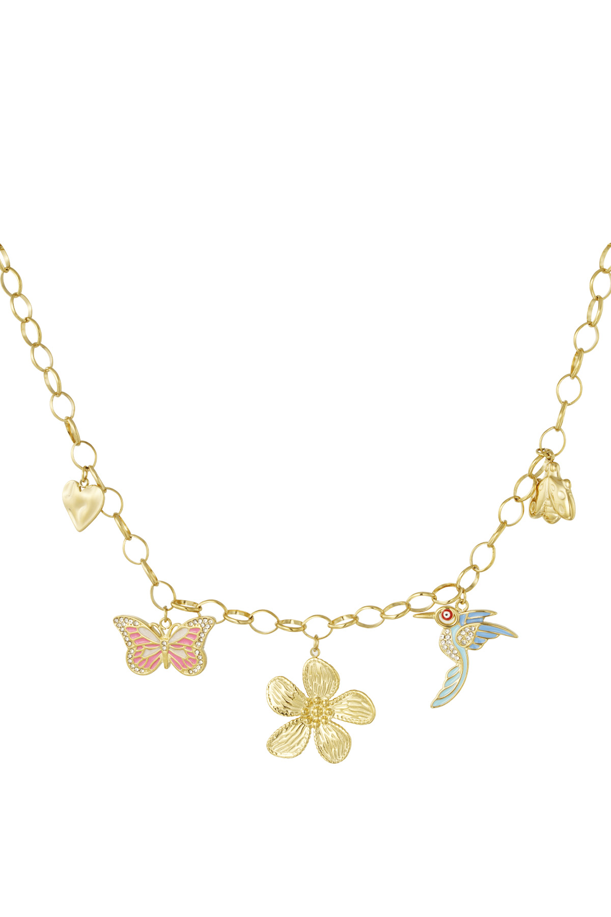 Charm necklace wild floral - gold