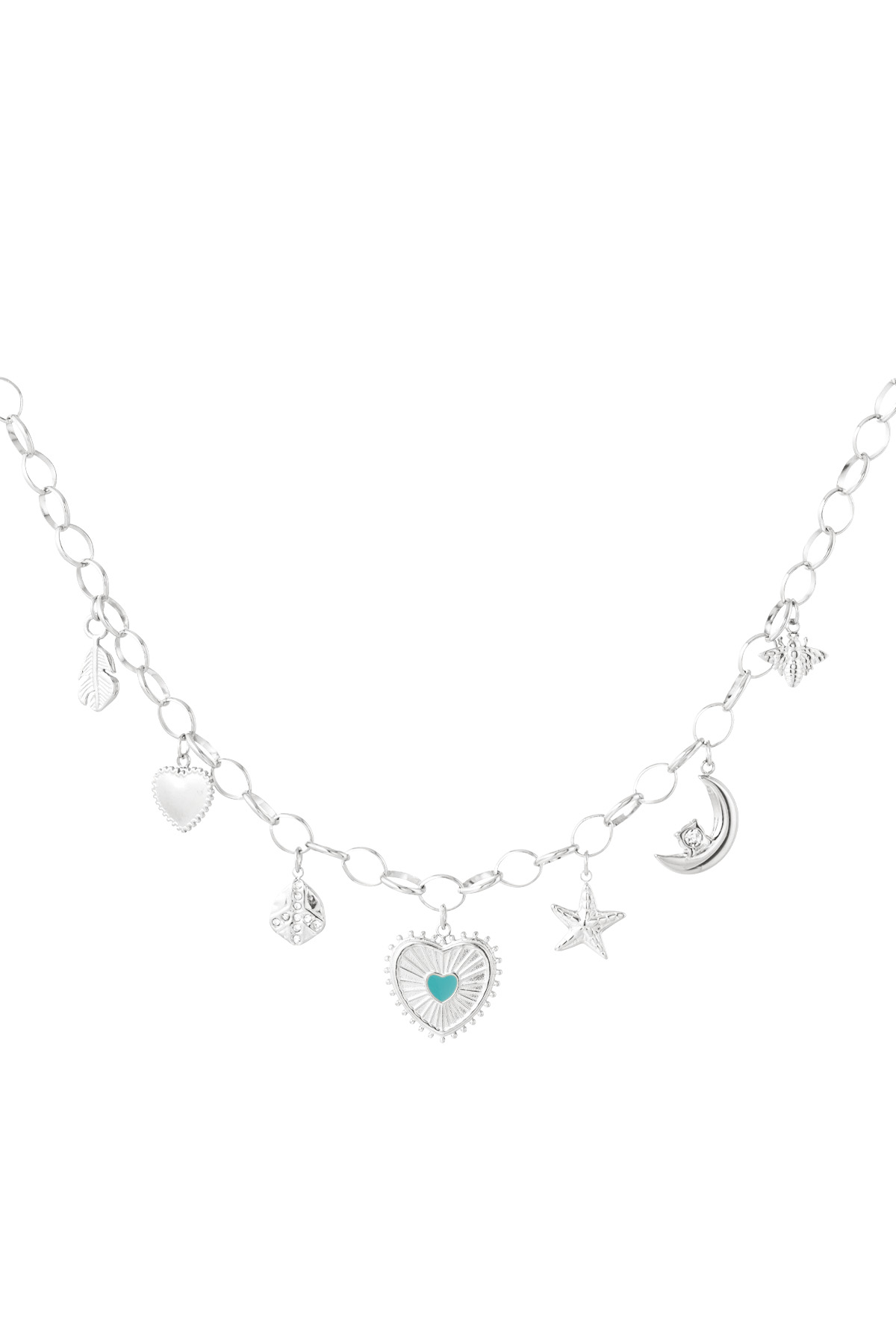 Sunny love charm necklace - Silver Color color