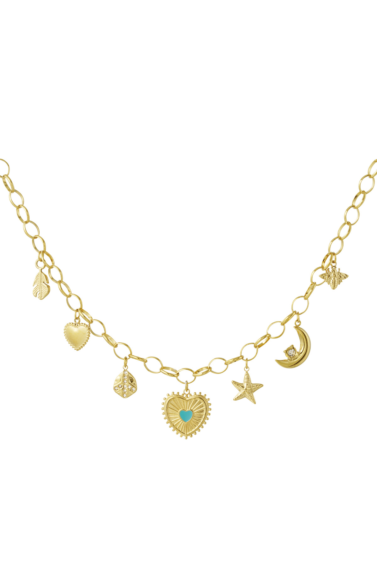 Sunny love charm necklace - gold  h5 