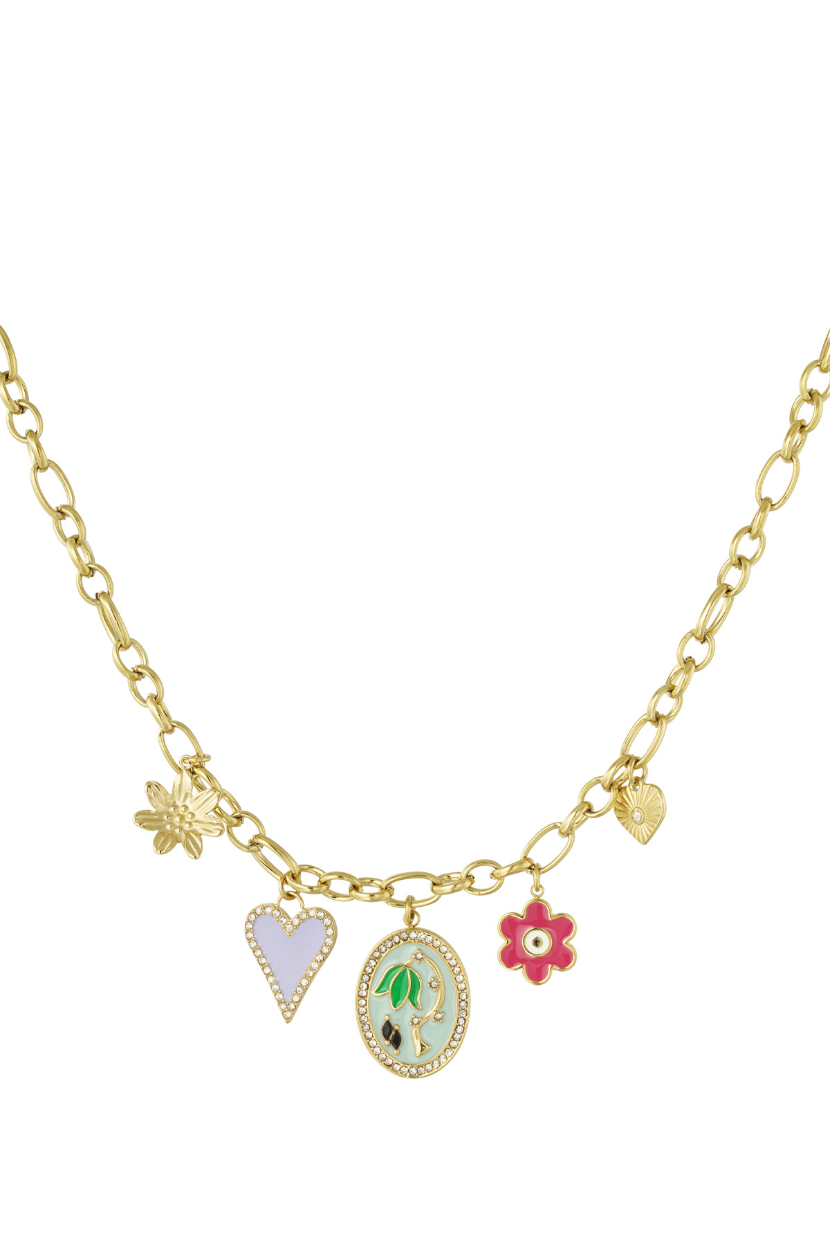 Roses road charm necklace - gold