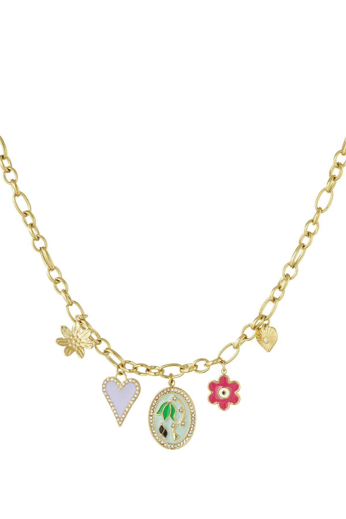 Roses road charm necklace - Gold color