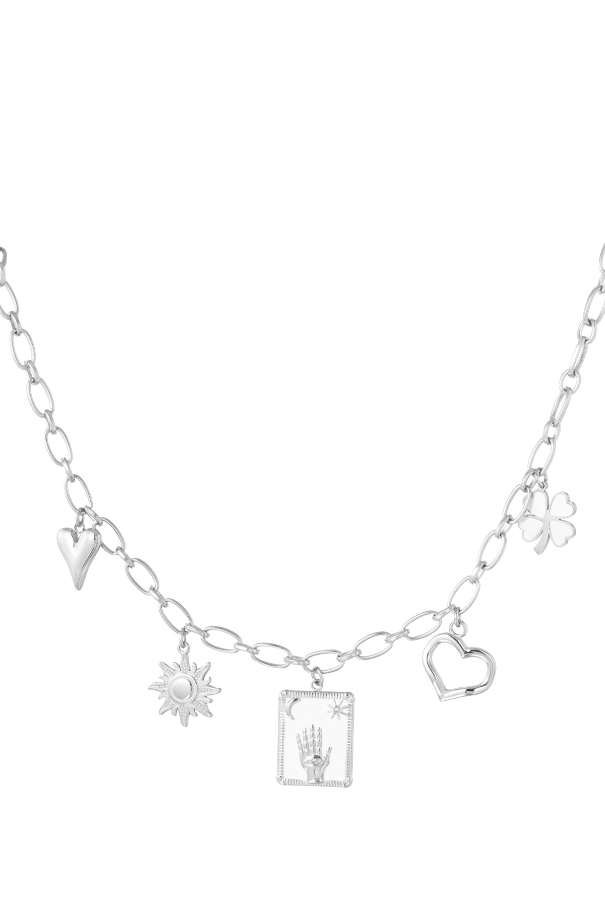 Charm-Halskette „Hebe deine Hand“ – Silber