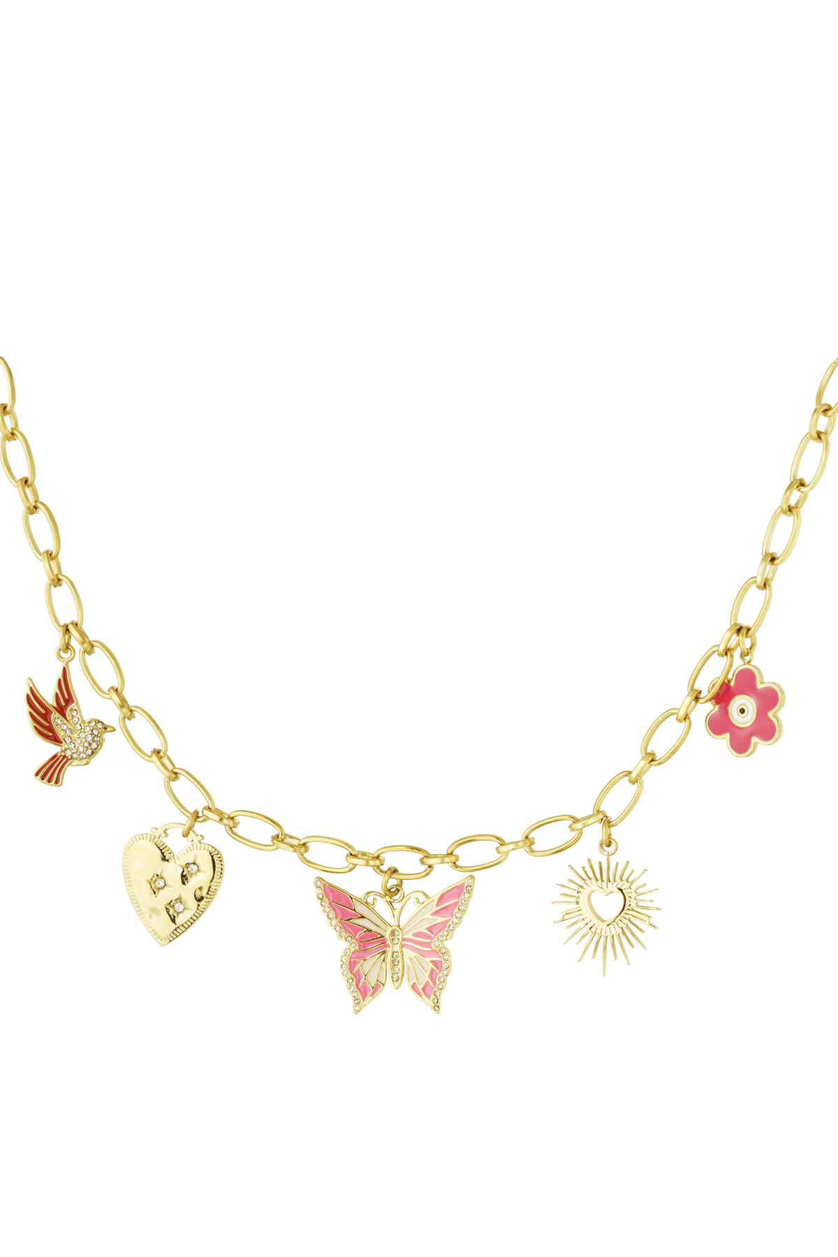 Charm necklace nature calls - gold pink