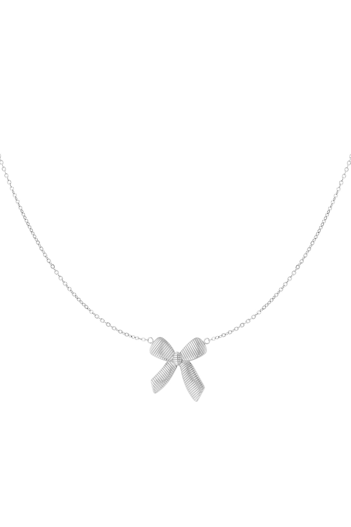 Simple necklace with bow - silver  h5 