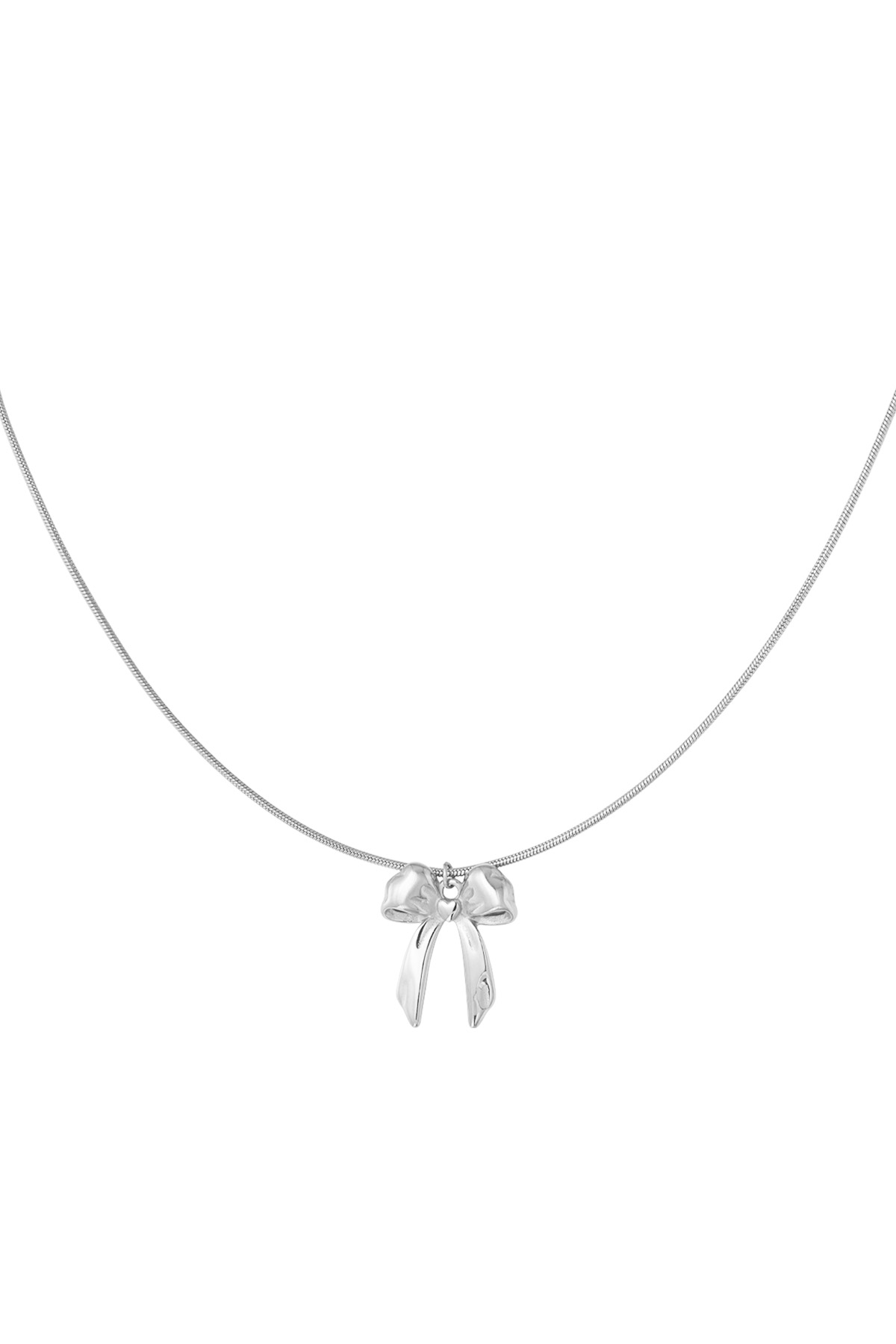 Classic necklace with large bow - silver 