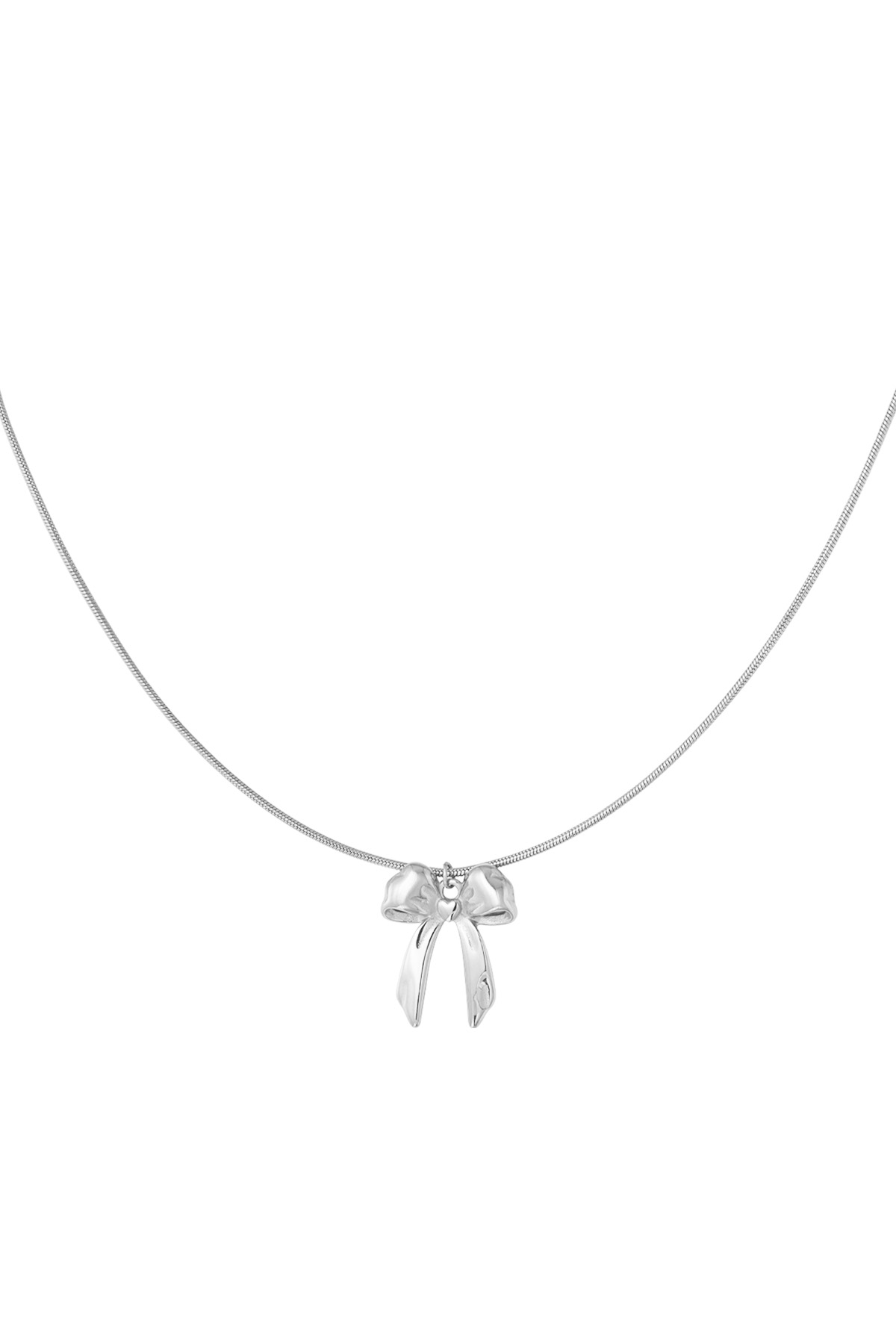 Classic necklace with large bow - silver  h5 