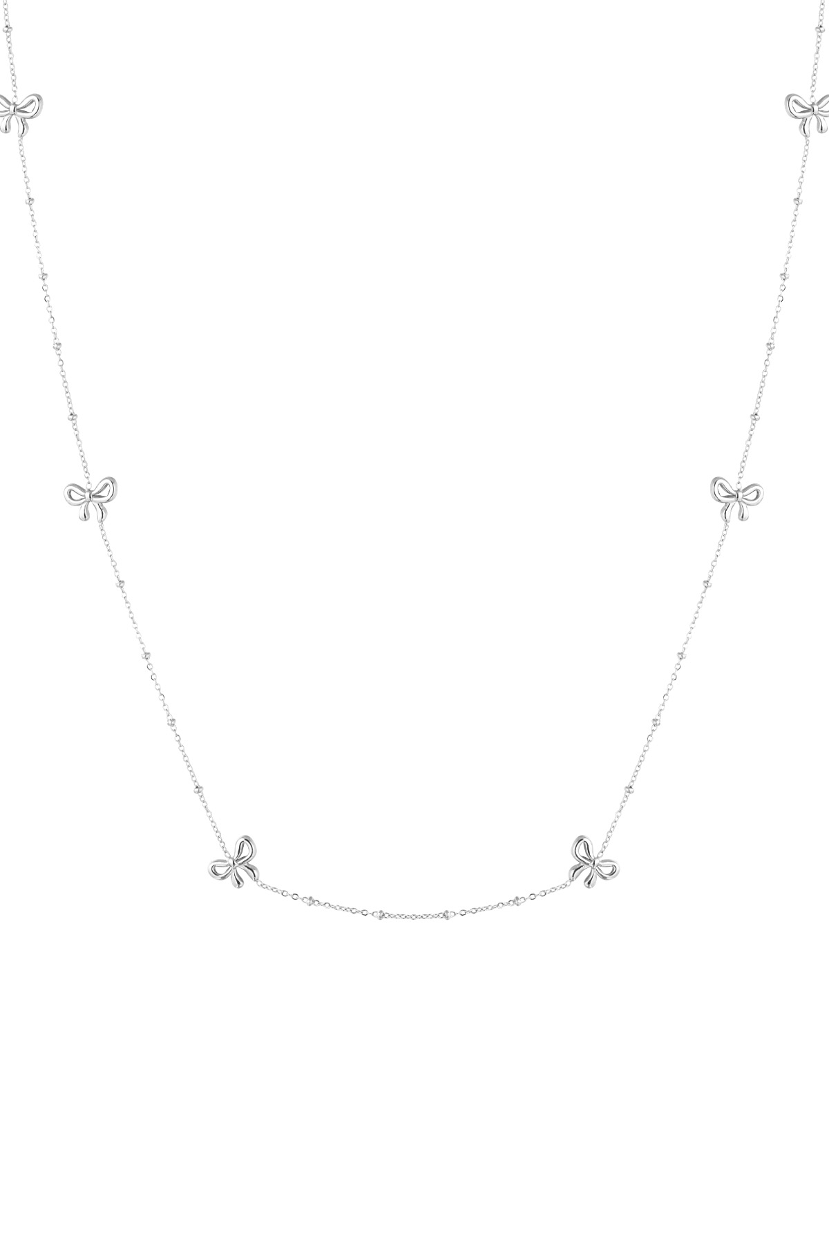 Lange Halskette mit Schleifen - silber