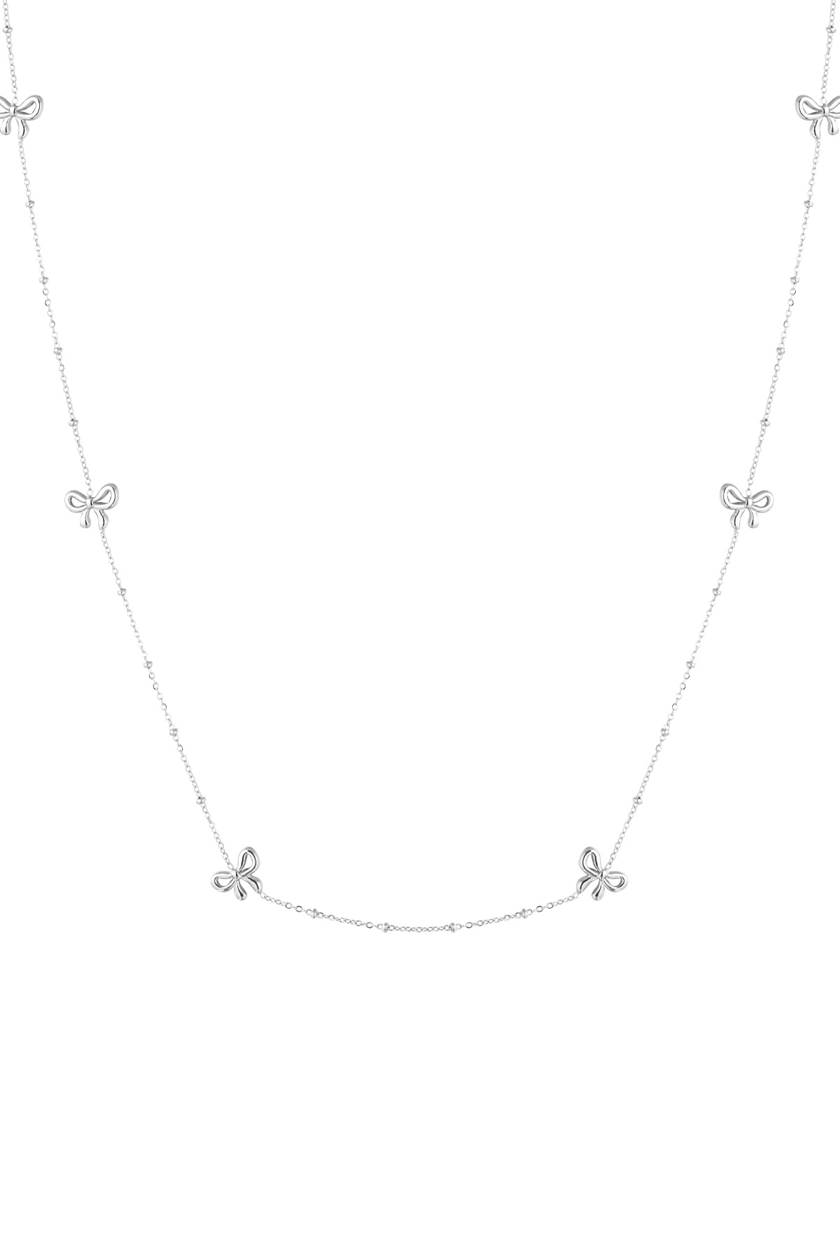 Long necklace with bows - silver h5 