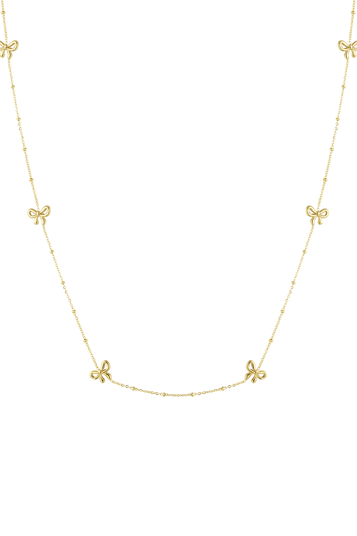 Lange Halskette mit Schleifen - gold