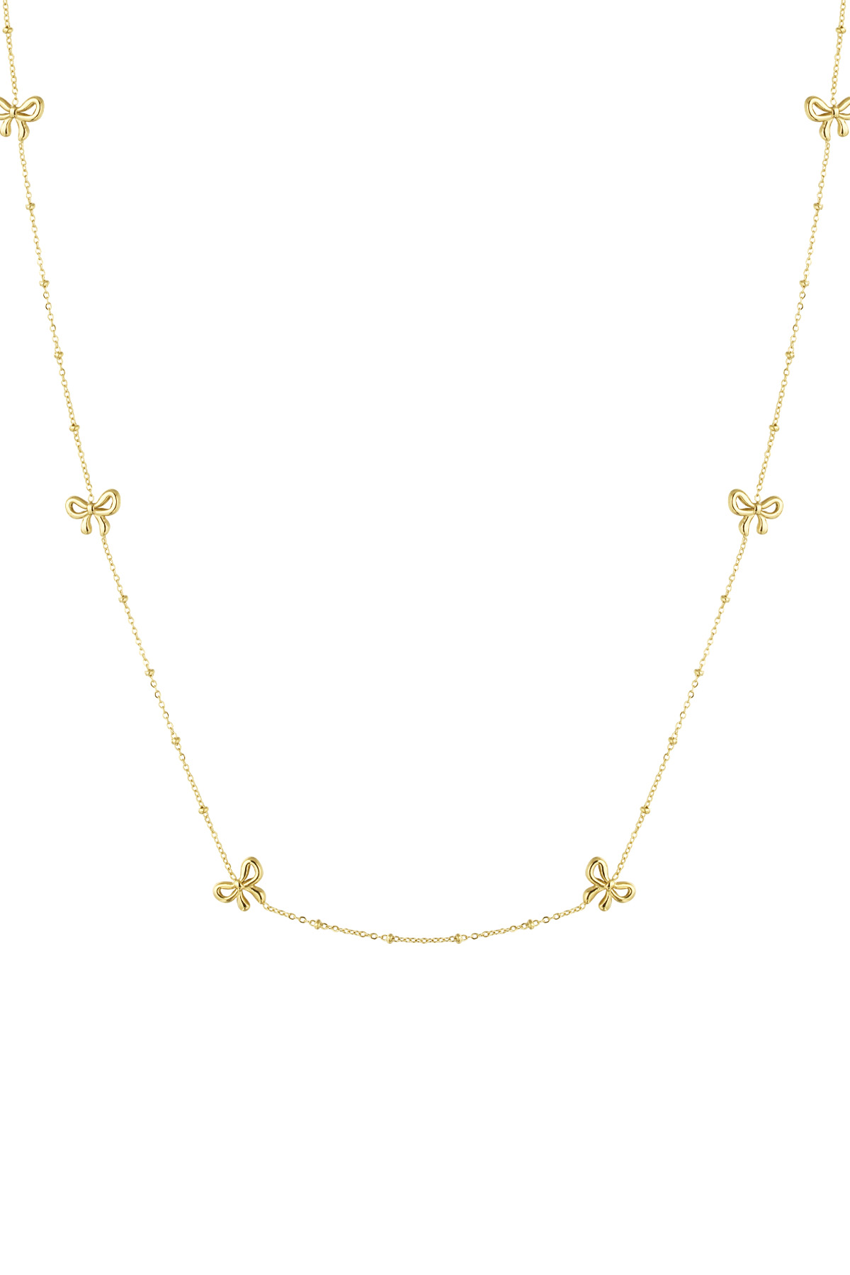 Long necklace with bows - gold h5 