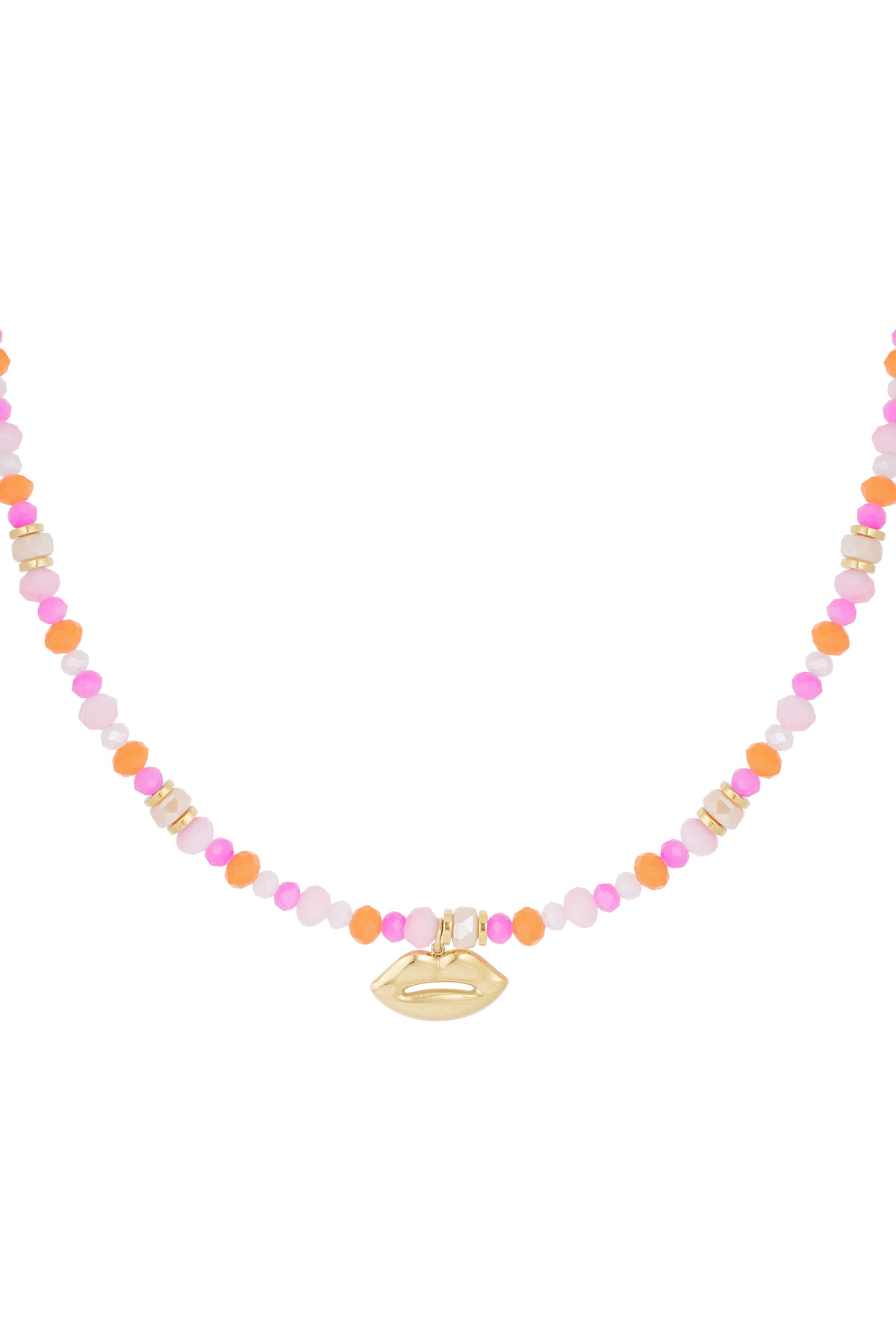 Colorful necklace joyful kiss - pink gold