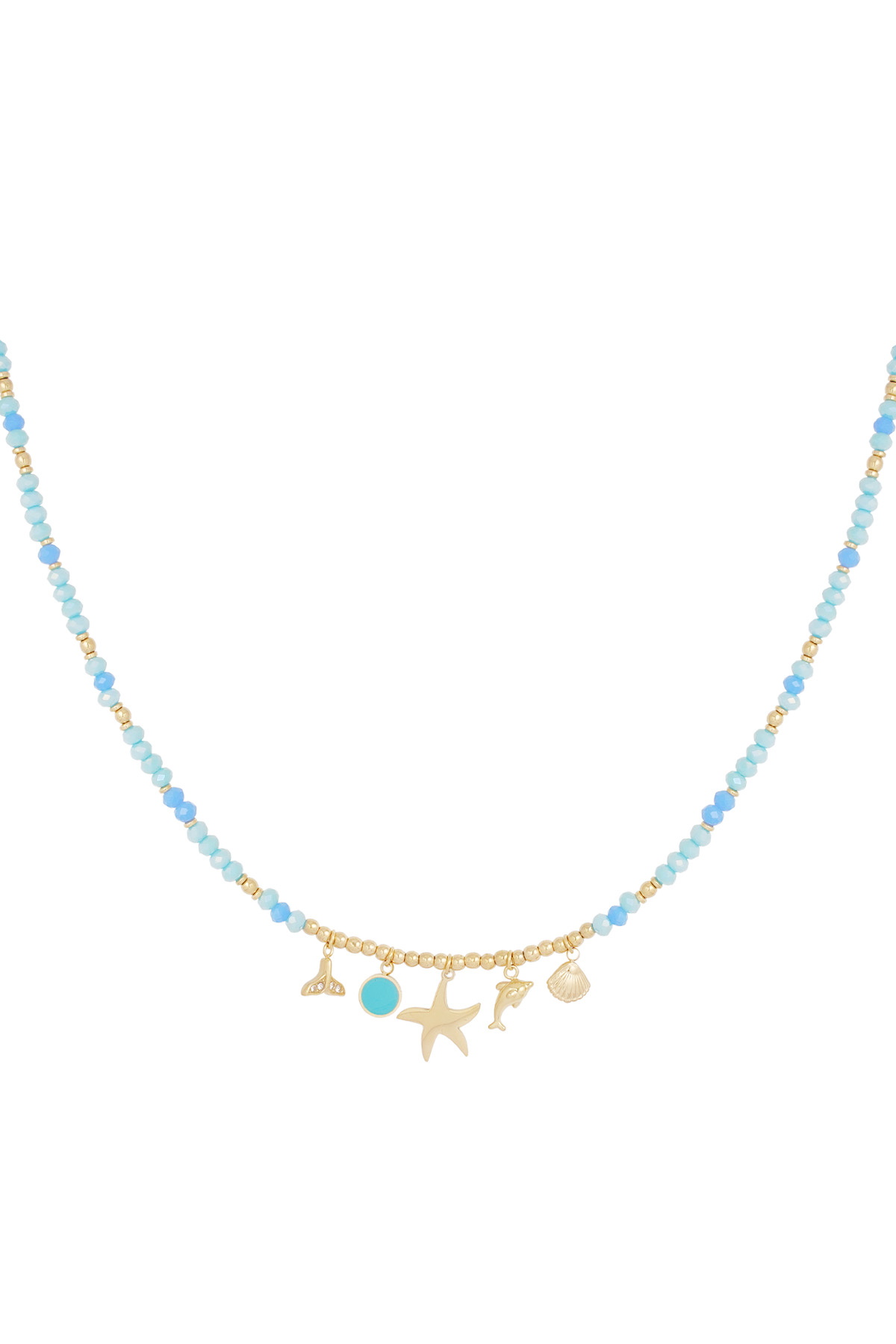 Ketting ocean blues - blauw Goud kleur 2