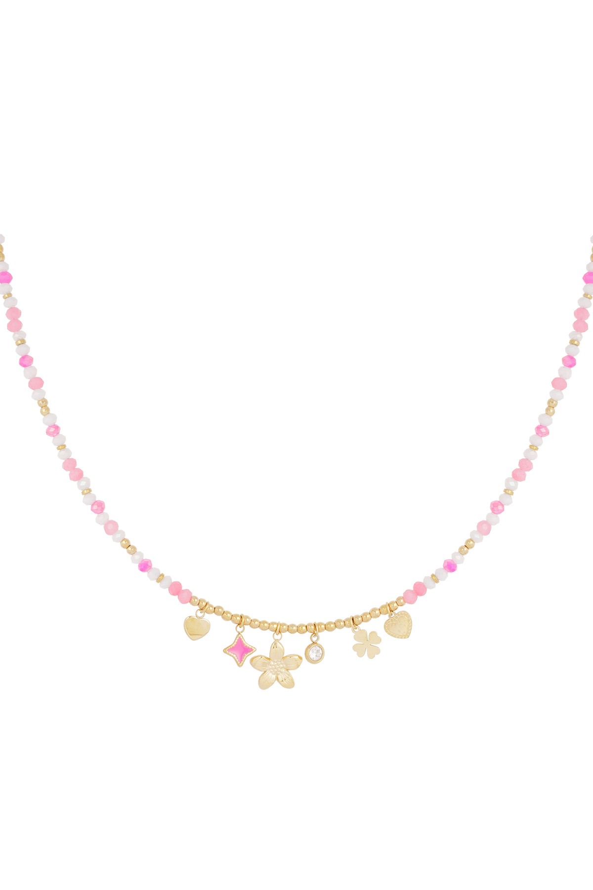 Colorful necklace summer lover - pink gold