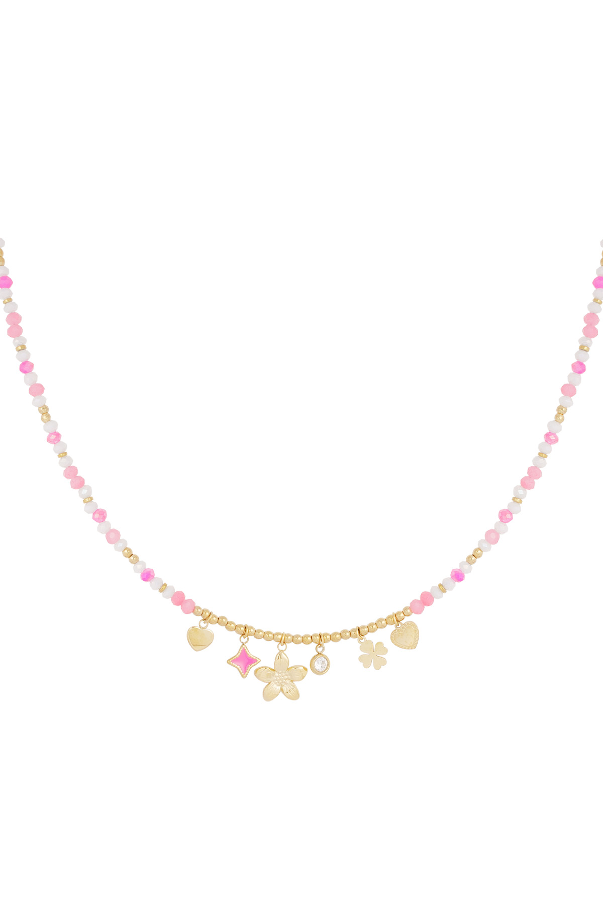 Colorful necklace summer lover - pink Gold color 2