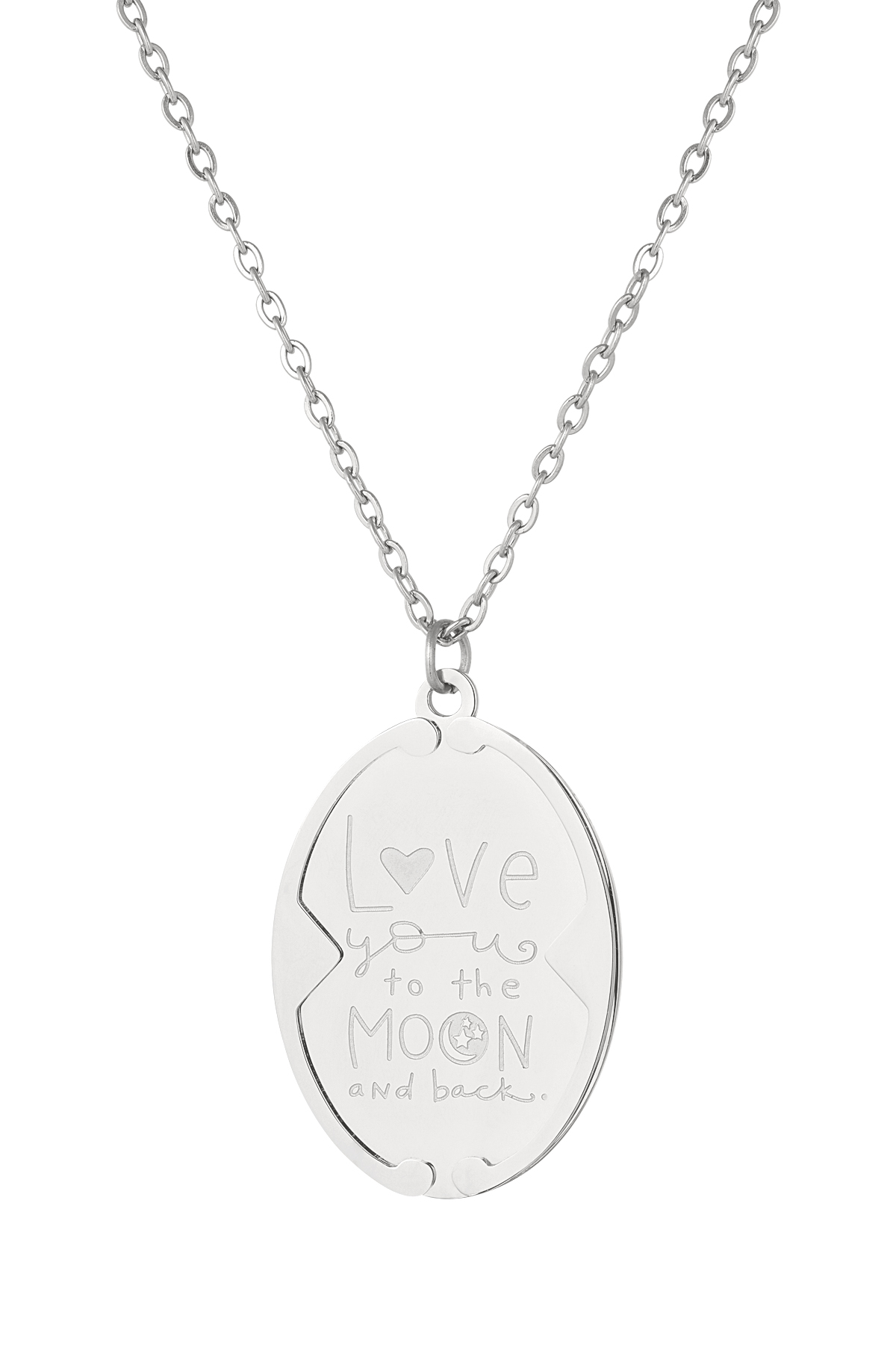 Love you to the moon and back necklace - silver  h5 Picture4