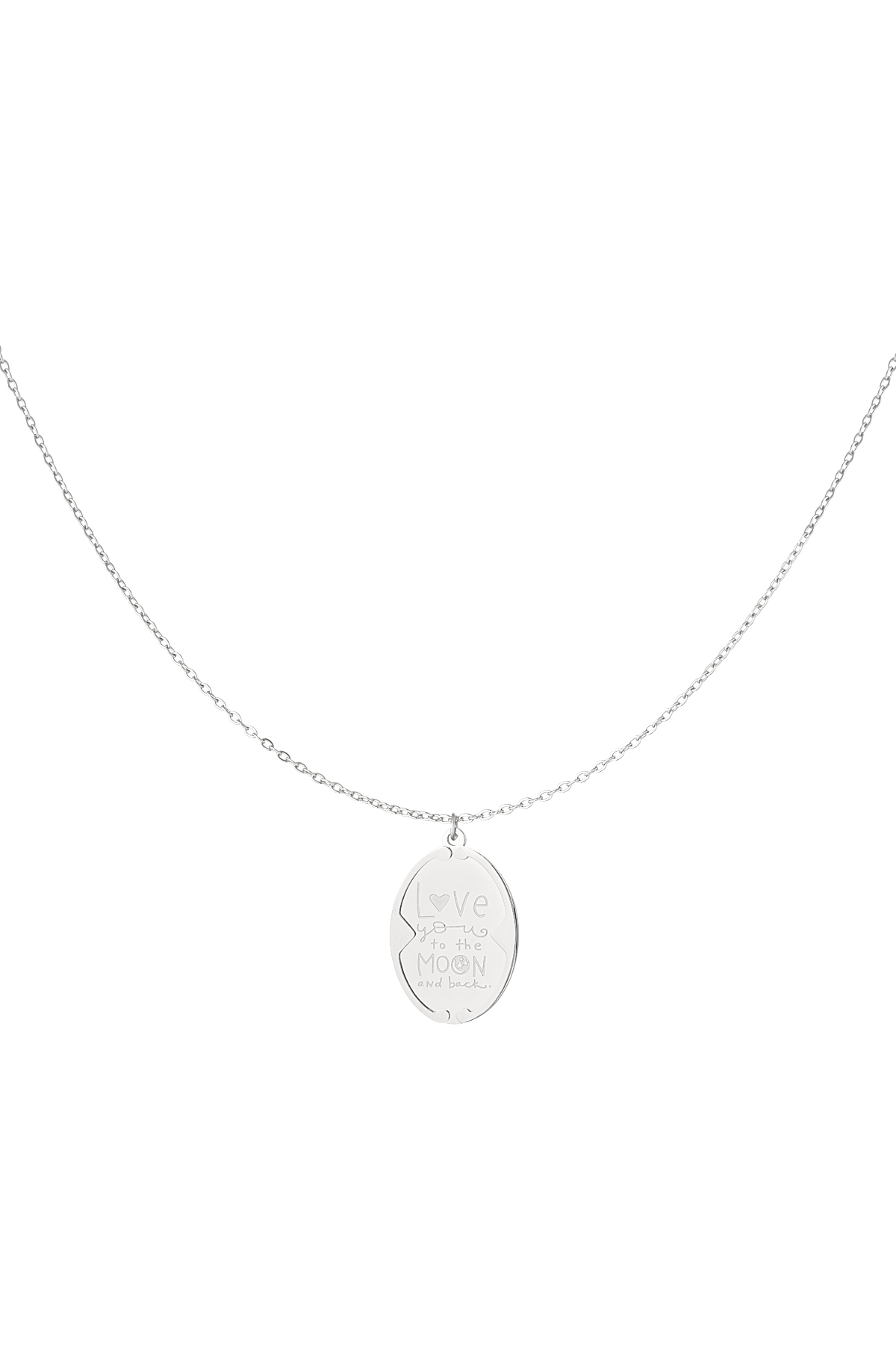 Love you to the moon and back ketting - zilver 