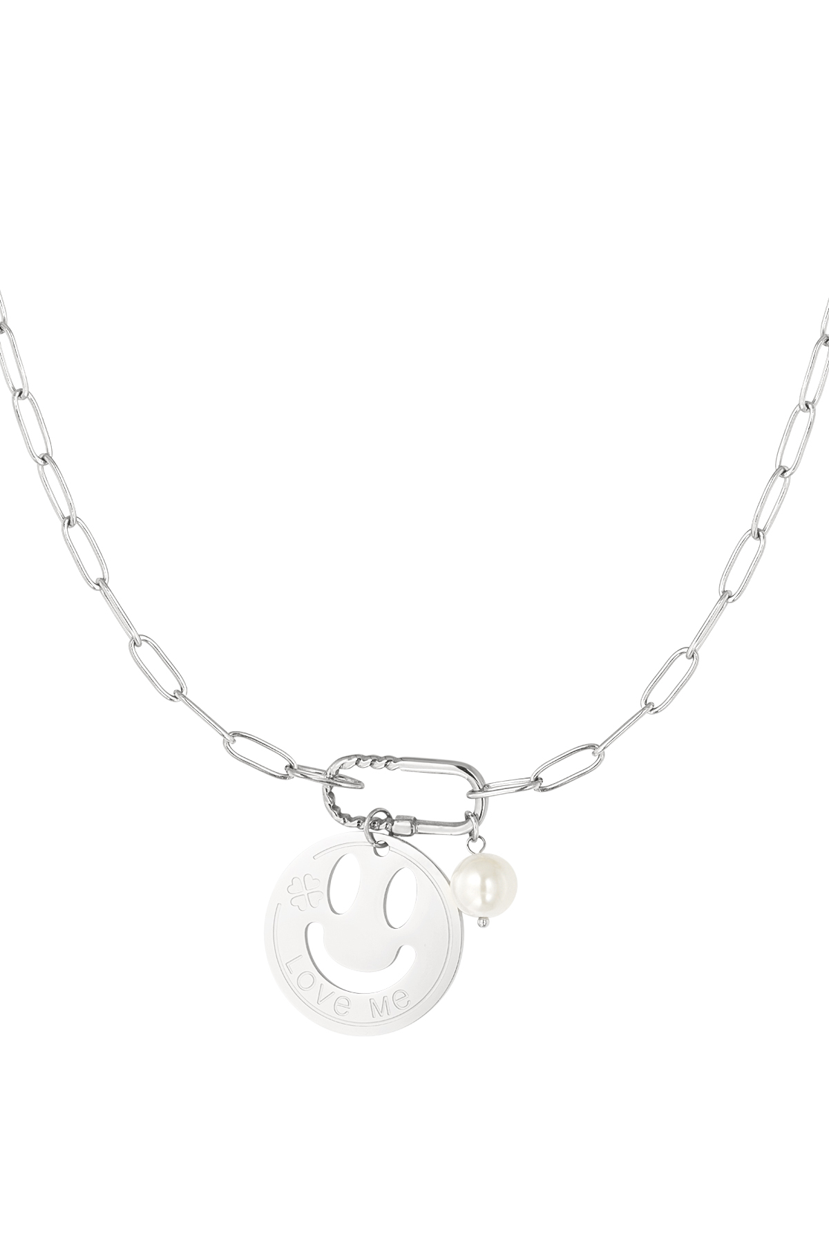 Collar de eslabones Smiley - plata 