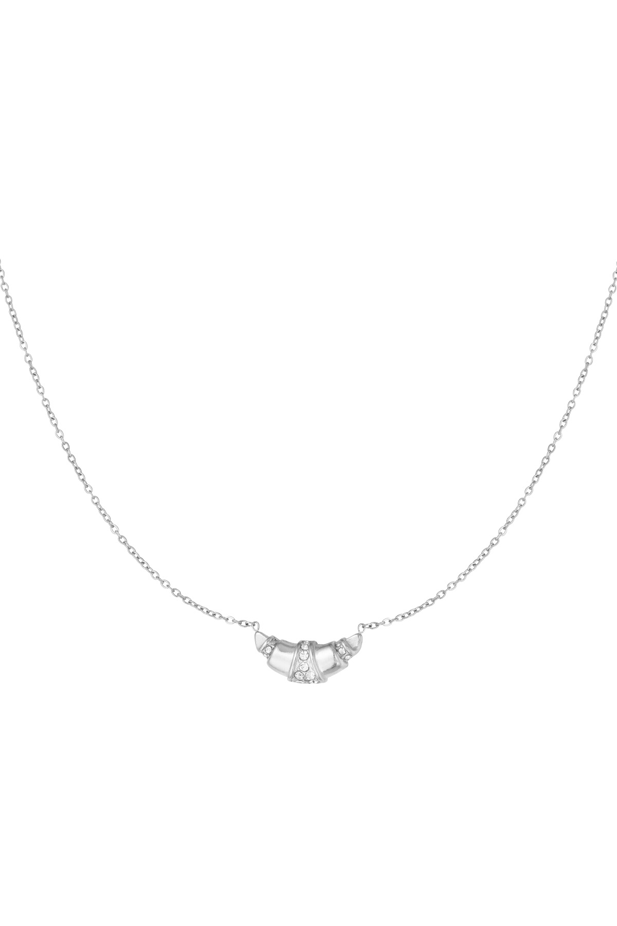 Collier croissant pailleté - argent h5 