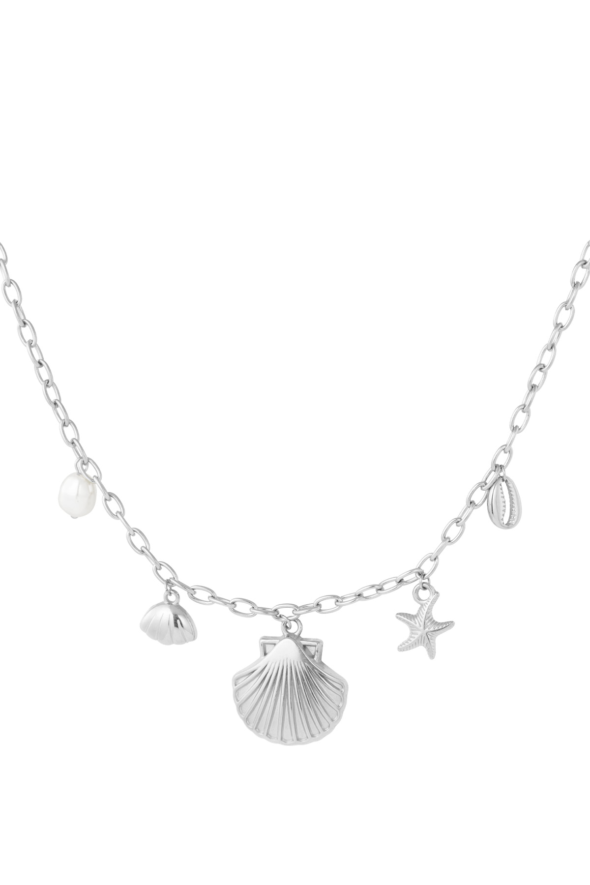 Seashell charm necklace - zilver h5 