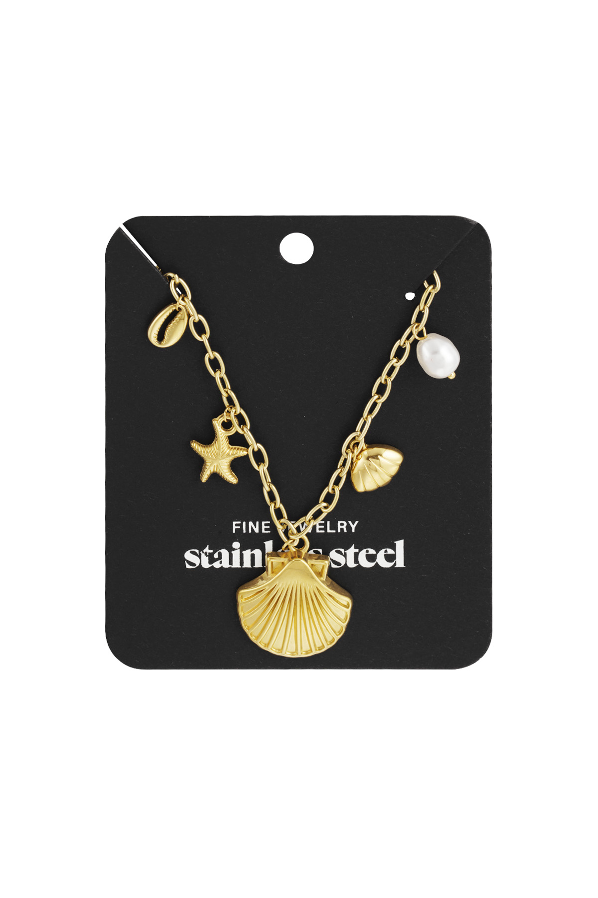 Seashell charm necklace - gold h5 Picture3