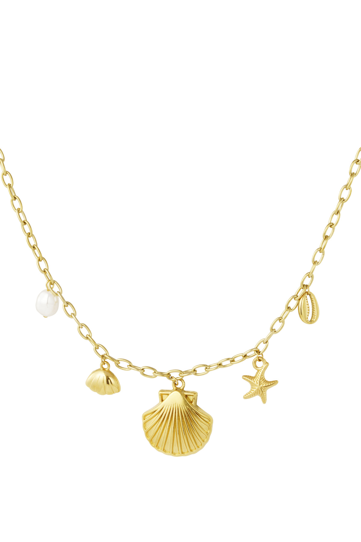 Seashell charm necklace - gold h5 