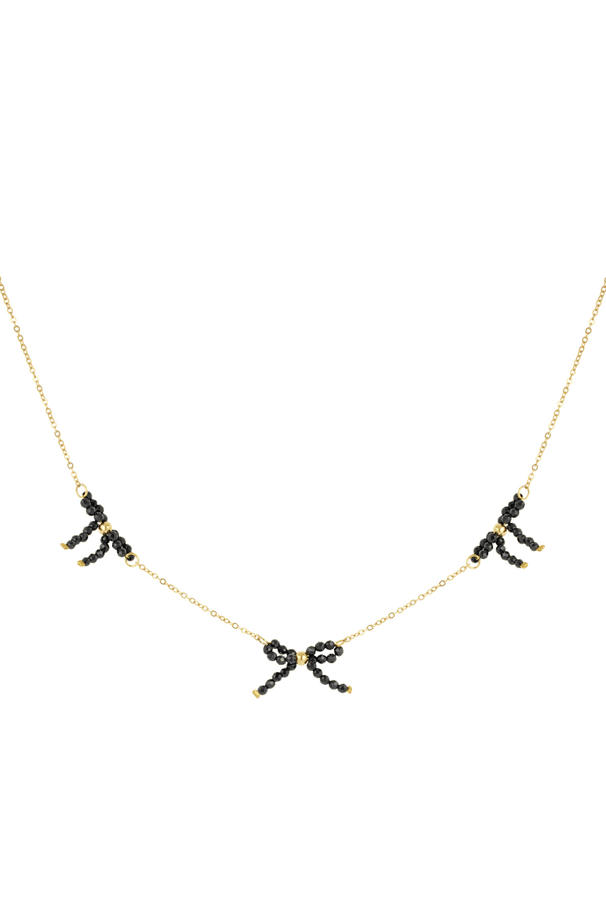 Beaded bows necklace - gold h5 