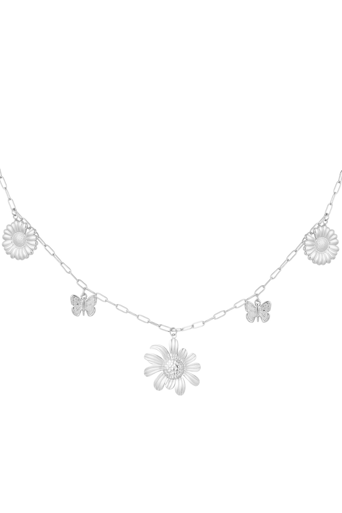 Charm necklace flowerlicious - silver h5 